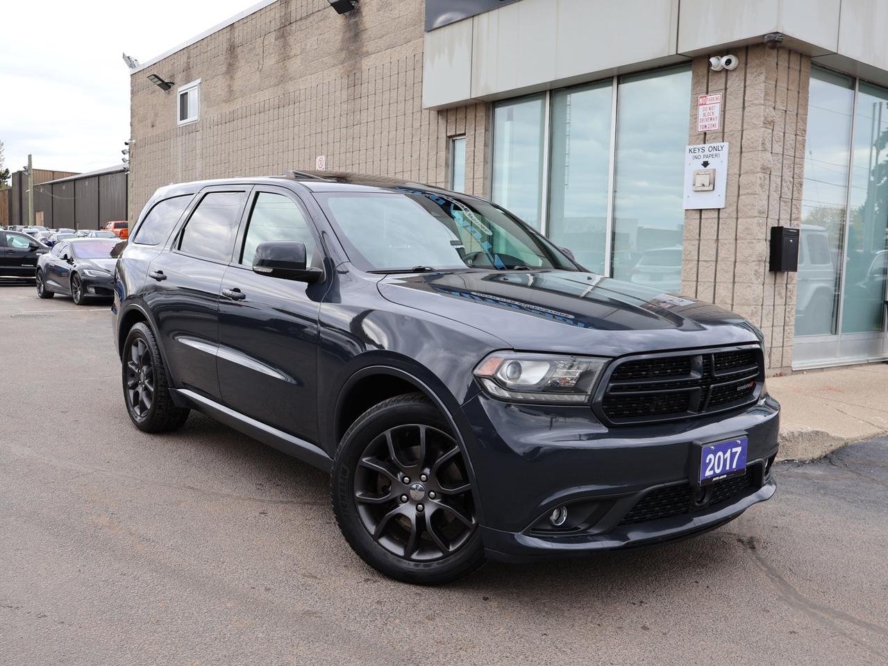 <p>*SAFETY INCLUDED*ACCIDENT FREE*LOCAL ONTARIO CAR<span>*</span><span>7 PASSENGERS</span><span>* </span><span>Very Clean 5.7L V8 Dodge Durango R/T with Automatic Transmission. Grey/Blue on Black Leather </span><span>Interior. Fully Loaded with: Power Windows, Power Door Locks, and Power Heated Mirrors, </span><span>AUX, AC, Keyless, </span><span>Push To Start, Back Up Camera, Navigation System, Back Up Sensors, Cruise Control, Bluetooth, Alloys, Heated Seats, </span><span>Side Turning Signals, Shifter Paddles, Power Front Seats, Power Tail Gate, Heated Steering Wheel, and ALL THE POWER OPTIONS!!!! </span></p><p><span>-------------------------------------------------</span><br><span>Financing options are available start from 6.29% with $0 Down payment O.A.C.</span><br><span>-------------------------------------------------</span><br><span>SAFETY CERTIFICATION INCLUDED*** Vehicle comes with: Safety Certification, and Car Fax Report ALL INCLUDED!! At no extra cost to you!! Dont miss this opportunity to own a high-quality, pre-owned vehicle. </span><br><span>-------------------------------------------------</span><br><span>Additionally, our vehicles qualify for up to 4 years of extended warranty. Please speak to your sales representative for more information.</span><br><span>-------------------------------------------------</span><br><span>We are open Monday to Saturday from 10am - 6pm, Sundays Closed.</span><br><span>-------------------------------------------------</span><br><span>We also welcome trade-ins, with on-site buyers available to estimate your vehicle on the same day.</span><br><span>-------------------------------------------------</span><br><span>Visit us at 3219 Harvester Road, Burlington, L7N 3N8 or call us at Nine O Five-281-2255 for more information.</span><br><span>------------------------------------------------</span><br><span>Check our inventory at www automotoinc ca</span></p>