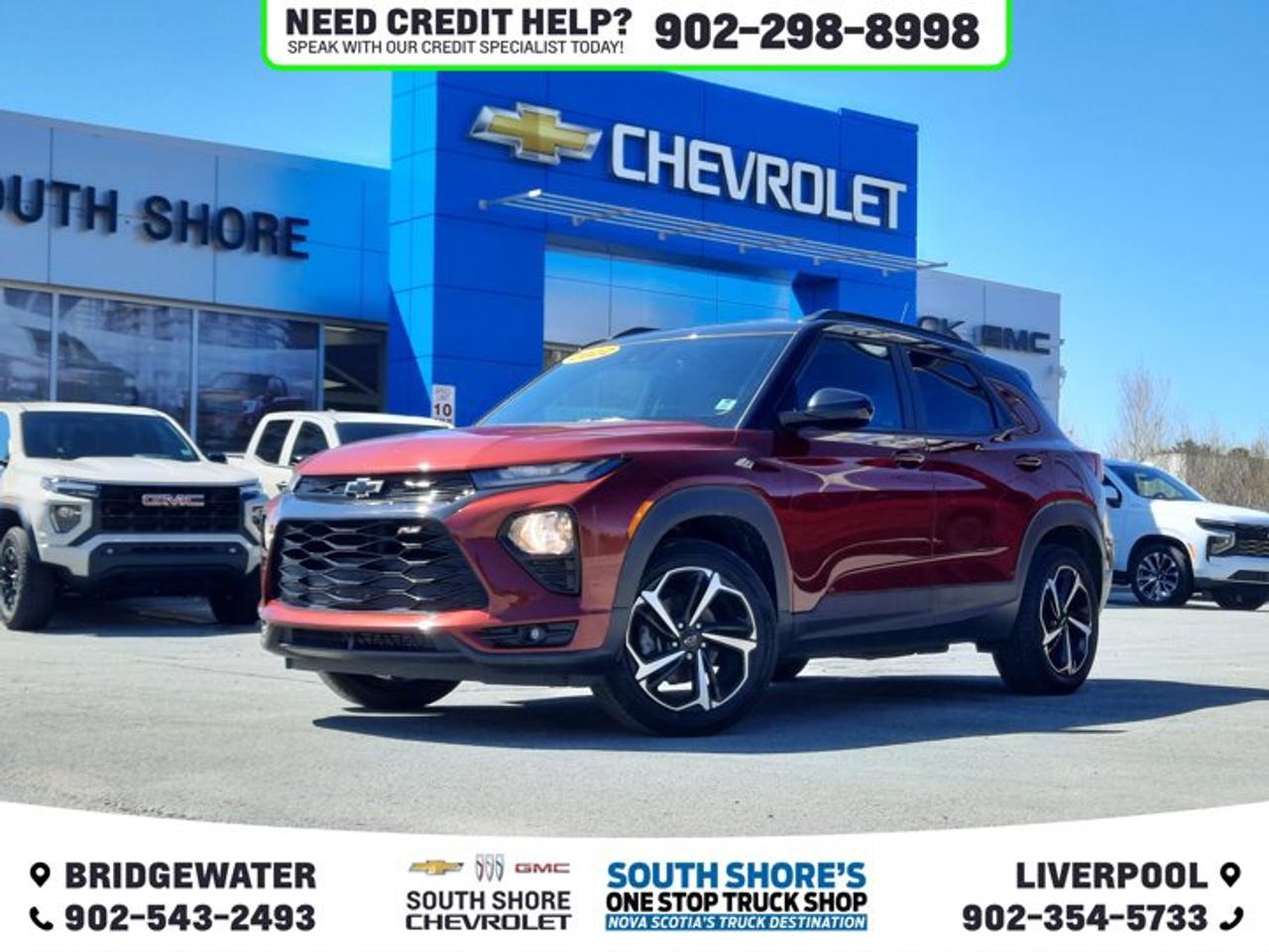 Awards: * 2022 IIHS Top Safety Pick+ Recent Arrival! Crimson Metallic 2022 Chevrolet TrailBlazer RS For Sale, Bridgewater AWD 9-Speed Automatic ECOTEC 1.3L Turbo Clean Car Fax, 1 Type-A & 1 Type-C USB Charging-Only Ports, 120-Volt Power Outlet, 4-Way Manual Front Passenger Seat Adjuster, 6 Speakers, 8 Diagonal Colour Touchscreen Display, ABS brakes, Air Conditioning, Alloy wheels, Auto High-beam Headlights, Brake assist, Bumpers: body-colour, Cabin Humidity Sensor, Convenience Package, Delay-off headlights, Driver & Front Passenger Illuminated Vanity Mirrors, Driver vanity mirror, Dual front side impact airbags, Dual-Pane Panoramic Power Sunroof, Electronic Stability Control, Emergency communication system: OnStar and Chevrolet connected services capable, Exterior Parking Camera Rear, Flat-Folding Front Passenger Seatback, Front Bucket Seats, Front fog lights, Fully automatic headlights, Hands-Free Power Programmable Liftgate, Heated front seats, Heated Steering Wheel, Illuminated entry, Inside Rear-View Auto-Dimming Mirror, Leather steering wheel, Low tire pressure warning, Occupant sensing airbag, Overhead airbag, Passenger door bin, Passenger vanity mirror, Power door mirrors, Power steering, Power windows, Preferred Equipment Group 1RS, Radio data system, Rear window defroster, Remote keyless entry, Roof rack: rails only, Security system, Single-Zone Auto Climate Control Air Conditioning, SiriusXM, Speed control, Sun & Liftgate Package, Tachometer, Telescoping steering wheel, Tilt steering wheel, Traction control, Trip computer, Variably intermittent wipers.