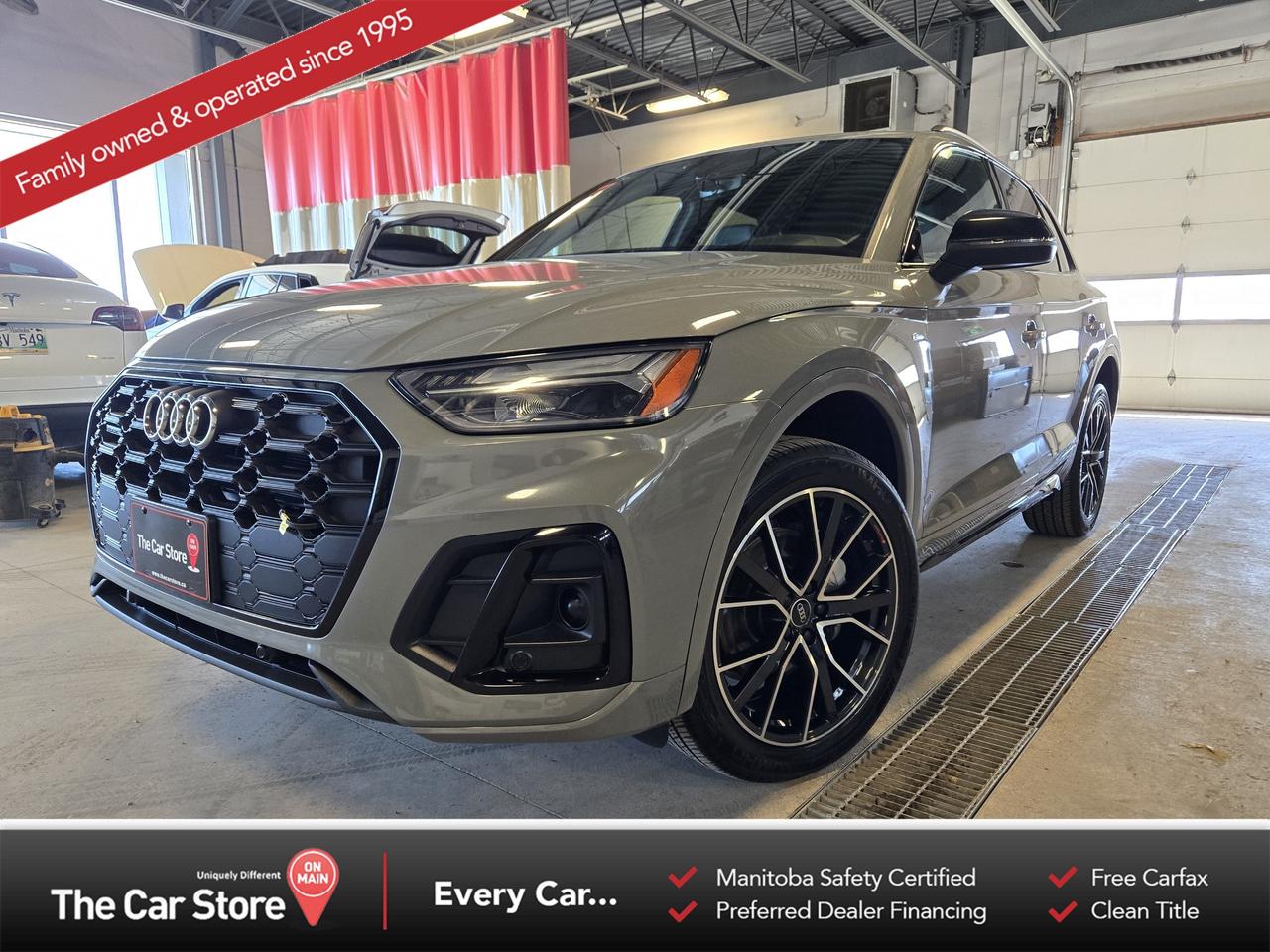 2022 Audi Q5 Progressiv S-Line  Black Optics | Low KM | Quantum Grey | New Tires, Well Maintained 
 Key Features: 
 2.0L Turbocharged 4-Cylinder (261 HP) 
 Quattro All-Wheel Drive 
 Progressiv Trim with S-Line Package 
 Black Optics Package (Blacked-Out Trim & Styling) 
 Quantum Grey 
 Panoramic Sunroof 
 Audi Virtual Cockpit (Digital Cluster) 
 Navigation with MMI Touchscreen 
 Wireless Apple CarPlay & Android Auto 
 Adaptive Cruise Control 
 Factory Audi Roof Rails & Cross Bars 
 Comfort: Heated Front Seats & Heated Steering Wheel 
 Driver Assistance: Blind-Spot Monitoring & Rear Cross-Traffic Alert 
 Power Liftgate & Keyless Entry 
 Low Kilometres (~51K) 
 Brand New Tires 
 Well Maintained 
 
 
 Sharp Spec with the Right Options: 
 The combination of S-Line and Black Optics gives the Q5 a much more aggressive look compared to standard trimsblacked-out trim, sport styling, and a cleaner overall presence. The Quantum Grey adds to that without being over the top. 
 
 
 Well Equipped Where It Matters: 
 Progressiv is the sweet spot in the lineup, giving you the panoramic roof, digital cockpit, navigation, and heated steering wheel as standard, while still allowing key upgrades like adaptive cruise and wireless Carplay integration. 
 
 
 Clean, Practical, and Ready to Use: 
 Low kilometres, brand new tires, and included roof rails with cross bars make this one more usable right awaywhether its daily driving or weekend trips. 
 
 
 Our Take: 
 If youre looking for a Q5 that actually looks the part and has the right tech and extras, this is the spec to go after. 
 
 
 We are a local Family Owned business and we try to do things a little different. 
 
 At The Car Store on Main every vehicle is Manitoba Safety Certified. 
 Every vehicle sold is eligible for the Advantage Plan: 
 30 Day Warranty on all MB Safety certificate related items. 
 CarFax Vehicle History Report 
 2 sets of Keys 
 Wholesale access to all other Miscellaneous Accessories (i.e. Wtr Tires, Remote Starr, all misc vehicle accessories/parts, etc...) 
 And of course a Full tank of Gas. 
 
 There is no Gimmicks or games, we are always aggressive on our prices and try to separate ourselves from the rest. 
 We also have an on-site Certified Banker who shops to get the best possible interest rates in with all Major Banks and Credit Unions! 
 
 Come to our Brand New modern showroom and see what makes us Uniquely Different! 
 
 Located on Main St. just North of Chief Peguis Trail. 
 
 To schedule an appointment call us directly at 204-669-1248 or email sales@thecarstore.ca 
 
 The Car Store on Main 
 -Uniquely Different- 
 
 www.thecarstore.ca 
 Local: 204-669-1248 
 Toll Free: 877-634-2975 
 
 A local family owned business unlike typical car lots, there are no pressure tactics, no games, no gimmicks, no Sales Manager, General Manager or Used Car Manager, just straight answers and fair deals all the time! 
 
 *PRICE DOES NOT INCLUDE TAXES (G.S.T & P.S.T) 
 Dealer Permit # 4481