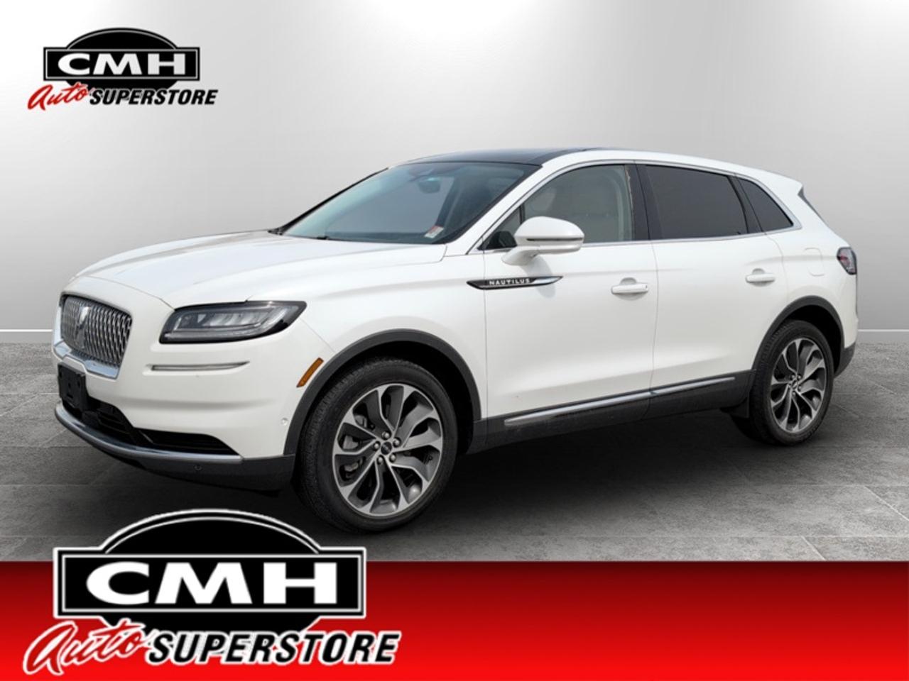 <b>LUXURIOUS AWD !! NAVIGATION, 360 CAMERA W/PARK SENSORS, BLIND SPOT, ADAPTIVE CRUISE, LANE ASSIST, APPLE CARPLAY, PANORAMIC SUNROOF, LEATHER, POWER SEATS, COOLED AND HEATED SEATS, HEATED STEERING WHEEL, POWER LIFTGATE, REMOTE START, 20-IN ALLOYS</b><br>  <br>CMH certifies that all vehicles meet DOUBLE the Ministry standards for Brakes and Tires. The advertised price is the promotional financing price. For all other methods of payment, the selling price is $500 higher.<br><br> <br>This 2022 Lincoln Nautilus is for sale today.<br> <br>Unmistakable presence, thoughtful technology, a provocative stance, and thrilling driving dynamics offer an exhilarating experience in this 2022 Lincoln Nautilus. Designed to be the intersection of performance and luxury, this SUV excels at making every drive a journey to remember. Let the careful curation of refined materials, purposeful design, and exciting performance of this Nautilus help you nurture your serenity and find excitement in the day to day.<br> <br>This SUV has 99,984 km. Its Pristine White Metallic Tri-Coat in colour and is completely accident free based on the <a href=https://vhr.carfax.ca/?id=RhNTEo44woD5NvDOE35/Za/9oz55xRga target=_blank>CARFAX Report</a>. It has an Automatic transmission and is powered by a 250HP 2.0L 4 Cylinder Engine. <br> <br> Our Nautiluss trim level is Reserve. Heated and cooled leather seats with memory settings, a gorgeous sunroof, and a heated steering wheel offer soothing luxury in this exhilarating Nautilus. A huge touchscreen is just the beginning of a long list of thoughtful technologies including navigation, Apple CarPlay, Android Auto, a Revel audio system, and 4G Wi-Fi. A hands free liftgate offers incredible convenience while Lincoln Co-Pilot360 with a blind spot information system, automatic emergency braking, lane keep assist, automatic emergency braking, and a handy rearview camera nurture your sense of security.<br> To view the original window sticker for this vehicle view this <a href=http://www.windowsticker.forddirect.com/windowsticker.pdf?vin=2LMPJ8K93NBL13328 target=_blank>http://www.windowsticker.forddirect.com/windowsticker.pdf?vin=2LMPJ8K93NBL13328</a>. <br/><br> <br>To apply right now for financing use this link: <a href=https://www.cmhniagara.com/financing/ target=_blank>https://www.cmhniagara.com/financing/</a><br> <br/><br>**PLEASE NOTE:** The functionality and condition of any accessories and aftermarket parts are not guaranteed by CMH Auto Superstore. Examples of such items include, but are not limited to: tonneau covers, radios, cameras, remote starts, vent visors, roof racks, winches, light bars, headlights/tail lights, center caps, running boards, etc. If an aftermarket part is safety-related and found to be defective, it will be replaced by a factory option.<br><b>**CMH Auto Superstore reserves the right to choose to repair, modify, or replace all aftermarket parts (example  headlights) or accessories at its sole discretion.**</b><br><br>Trade-ins are welcome! Financing available OAC ! Price INCLUDES a valid safety certificate! Price INCLUDES a 60-day limited warranty on all vehicles except classic or vintage cars. CMH is a Full Disclosure dealer with no hidden fees. We are a family-owned and operated business for over 30 years! o~o