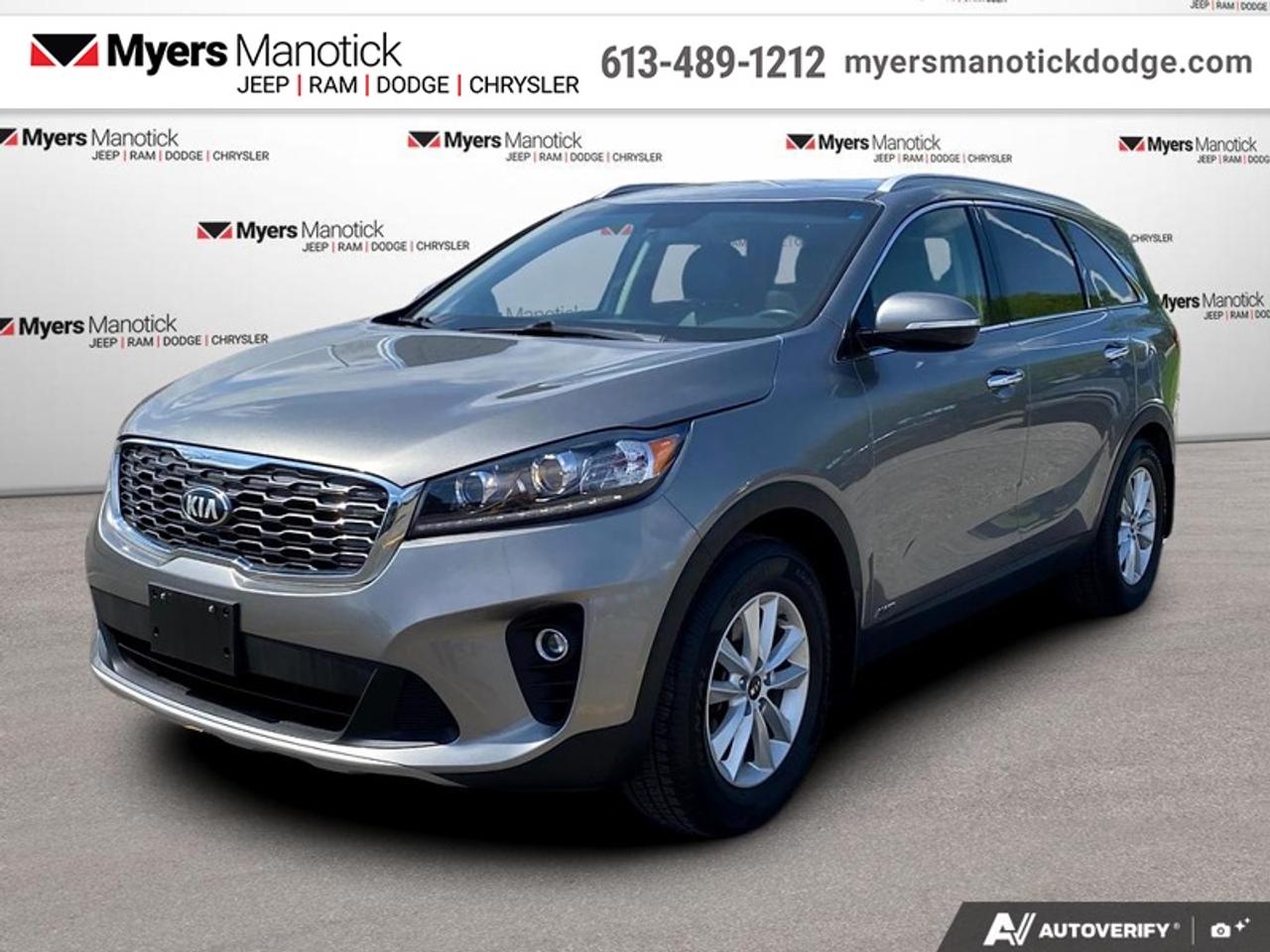 <b>Leather Seats,  Heated Seats,  Memory Seats,  Rear View Camera,  Streaming Audio!</b><br> <br>  Compare at $15849 - Our Price is just $15387! <br> <br>With such a smooth ride, linear power delivery and a responsive handling behavior, this Kia Sorento is worthy of being your next family SUV. This 2019 Kia Sorento is for sale today in Manotick.<br> <br>This 2019 Kia Sorento is a classy, comfortable, and capable SUV that is built to be the perfect family hauler. It boasts one of the best designed and built interiors within its class, and an elegant exterior design that is sure to capture attention. It delivers a responsive handling feel, while also being very restrained and supple regardless of the road condition. This Kia Sorento does just about everything with grace, confidence and style.<br> <br>This SUV has 140,208 km. Its Graphite Metallic in colour. It has an Automatic transmission and is powered by a 185HP 2.4L 4 Cylinder Engine. <br> <br> Our Sorentos trim level is EX 2.4 AWD. Efficient yet powerful, this Kia Sorento EX boasts an abundance of upgraded features such as automatic full time all wheel drive, stylish alloy wheels, a 7 inch touchscreen display with a 6 speaker stereo, SiriusXM satellite radio, Apple CarPlay, Android Auto, Bluetooth streaming audio and voice activation technology, power heated side mirrors with turn signal indicators, roof rack rails, front fog lamps, power windows, heated leather bucket seats, a proximity key for push button start, memory seats and mirrors settings, back up camera and much more. This vehicle has been upgraded with the following features: Leather Seats, Heated Seats, Memory Seats, Rear View Camera, Streaming Audio, SiriusXM, Touch Screen.<br> <br>To apply right now for financing use this link: <a href=https://CreditOnline.dealertrack.ca/Web/Default.aspx?Token=3206df1a-492e-4453-9f18-918b5245c510&Lang=en target=_blank>https://CreditOnline.dealertrack.ca/Web/Default.aspx?Token=3206df1a-492e-4453-9f18-918b5245c510&Lang=en</a><br> <br/>Buy this vehicle now for the lowest weekly payment of <b>$58.80</b> with $0 down for 84 months @ 9.99% APR O.A.C. ( Plus applicable taxes - and licensing fees ). See dealer for details. <br><br>If youre looking for a Dodge, Ram, Jeep, and Chrysler dealership in Ottawa that always goes above and beyond for you, visit Myers Manotick Dodge today! Were more than just great cars. We provide the kind of world-class Dodge service experience near Kanata that will make you a Myers customer for life. And with fabulous perks like extended service hours, our 30-day tire price guarantee, the Myers No Charge Engine/Transmission for Life program, and complimentary shuttle service, its no wonder were a top choice for drivers everywhere. Get more with Myers! <br>*LIFETIME ENGINE TRANSMISSION WARRANTY NOT AVAILABLE ON VEHICLES WITH KMS EXCEEDING 140,000KM, VEHICLES 8 YEARS & OLDER, OR HIGHLINE BRAND VEHICLE(eg. BMW, INFINITI. CADILLAC, LEXUS...)<br> Come by and check out our fleet of 20+ used cars and trucks and 40+ new cars and trucks for sale in Manotick.  o~o