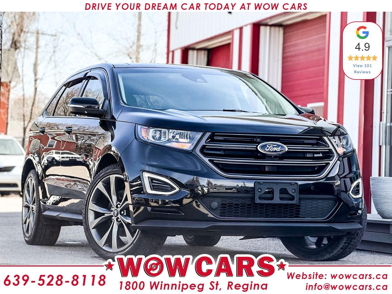 2018 Ford Edge SPORT AWDOdometer: 72,826km <br/> Price: $24,990+ taxes <br/> Financing Available <br/> <br/> WOW Factors:- -Certified and mechanical inspection <br/> <br/> <br/> Highlight Features:--Lane Keep Assist <br/> -Front Collision Warning <br/> -Blind Spot Monitoring <br/> -21 Premium Alloy Wheels <br/> -Leather-trimmed seats with sueded-cloth inserts <br/> -Panoramic Sunroof <br/> -Backup-Camera <br/> -Front Camera <br/> -Leather Power Seats <br/> -Heated/ Cooled Seats <br/> -Rear heated seats <br/> -Heated Steering Wheel <br/> -Remote Start <br/> -Navigation System <br/> -Dual Exhaust <br/> -Auto Park Assist <br/> -Parking Sensors (Front and Rear) <br/> -Foot activated Power Liftgate <br/> -Adaptive Cruise Control and much more. <br/> <br/> <br/> Financing Available Driven by Trust, Powered by Family  Your Destination for Quality Pre-Owned Vehicles <br/> At our family-owned dealership, customer satisfaction isnt just a goal  its our promise. We specialize in pre-owned Cars, SUVs, Vans, and Trucks, offering standout value with the WOW factors that set us apart. From exceptional Google reviews to unmatched after-sales service, we go above and beyond to make your experience seamless, transparent, and friendly. <br/> <br/> <br/> Visit WOW CARS Today at 1800 Winnipeg Street Regina, SK S4P1G2, or give us a call at (639) 528-8II8. <br/>