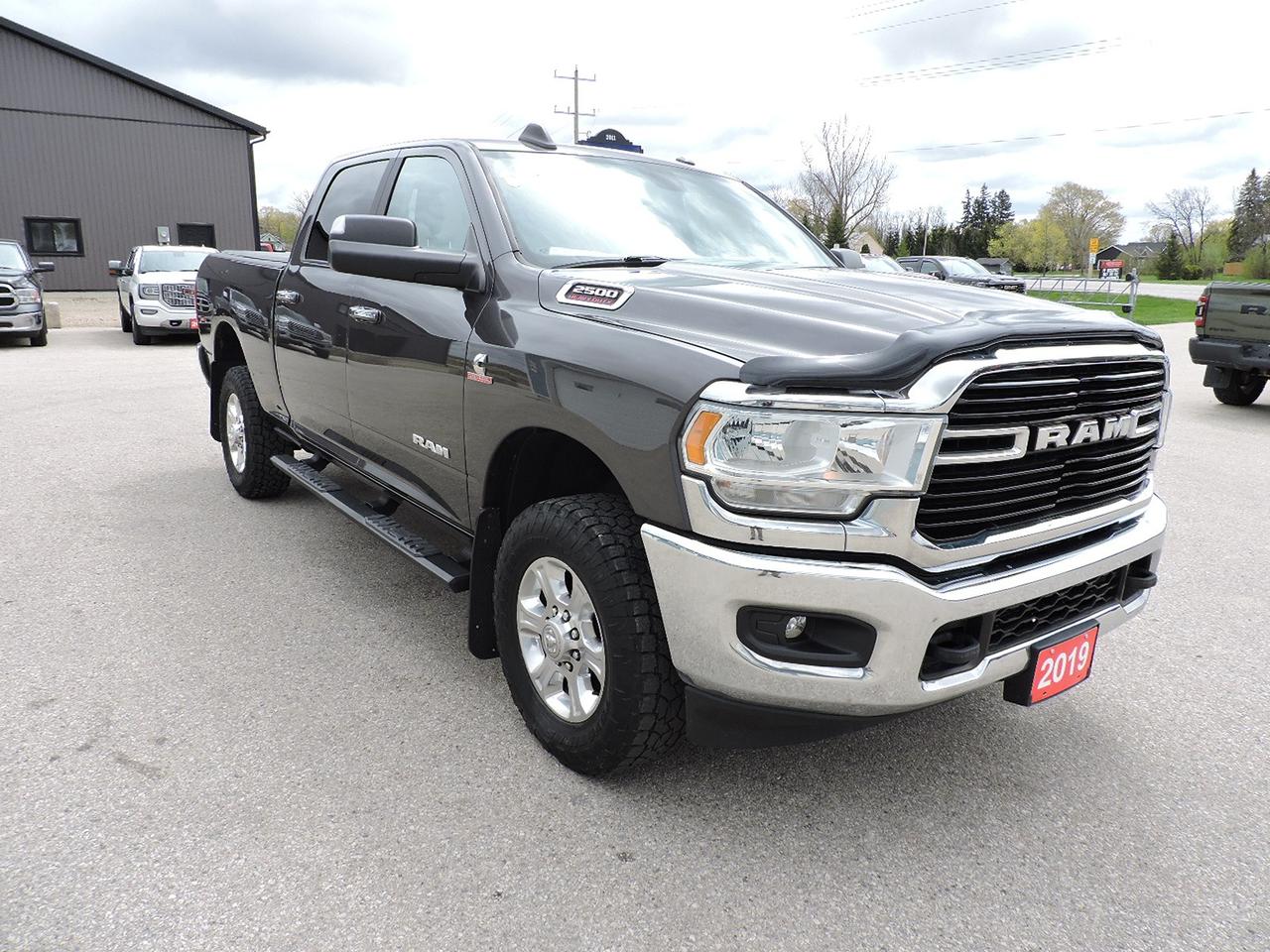 <p>1 local owner, awesome condition 2019 Ram 2500 Big Horn that was Krown rustproofed annually. Powered by a 6.7L Cummins turbo diesel engine, 4-wheel drive and 3:73 gear ratios in the differentials. Heated seats, power adjust drivers bucket, room for 6 people and a heated steering wheel. Bluetooth, steering wheel mounted audio controls and a back-up camera. Remote start, built-in electric brake controller and power adjust pedals. Sprayed in box liner, 5th wheel hitch rails and a tonneau cover were added to the 6-foot 4-inch length box. **See the extra pictures we added showing the rust protection that was previously applied**.&nbsp; A must-see Ram 2500 Big Horn.</p><p>** WE UPDATE OUR WEBSITE REGULARLY IF YOU SEE THIS AD THE VEHICLE IS AVAILABLE! ** Pentastic Motors specializes in 4X4 Gasoline and Diesel trucks from all makes including Dodge, Ford, and General Motors. Extended warranties available! &nbsp;Financing available from 7.99% APR OAC. Delivery available to Southern Ontario Purchasers! We are 1.5 hrs from Pearson International Airport and offer free pick up from the airport to Purchasers. Leasing options available for Commercial/Agricultural/Personal! **NO ADMIN FEES! All vehicles are CERTIFIED and serviced unless otherwise stated! CARFAX AVAILABLE ON ALL VEHICLES! ** Call, email, or come in for a test drive today! 1-844-4X4-TRUX www.pentasticmotors.com</p>