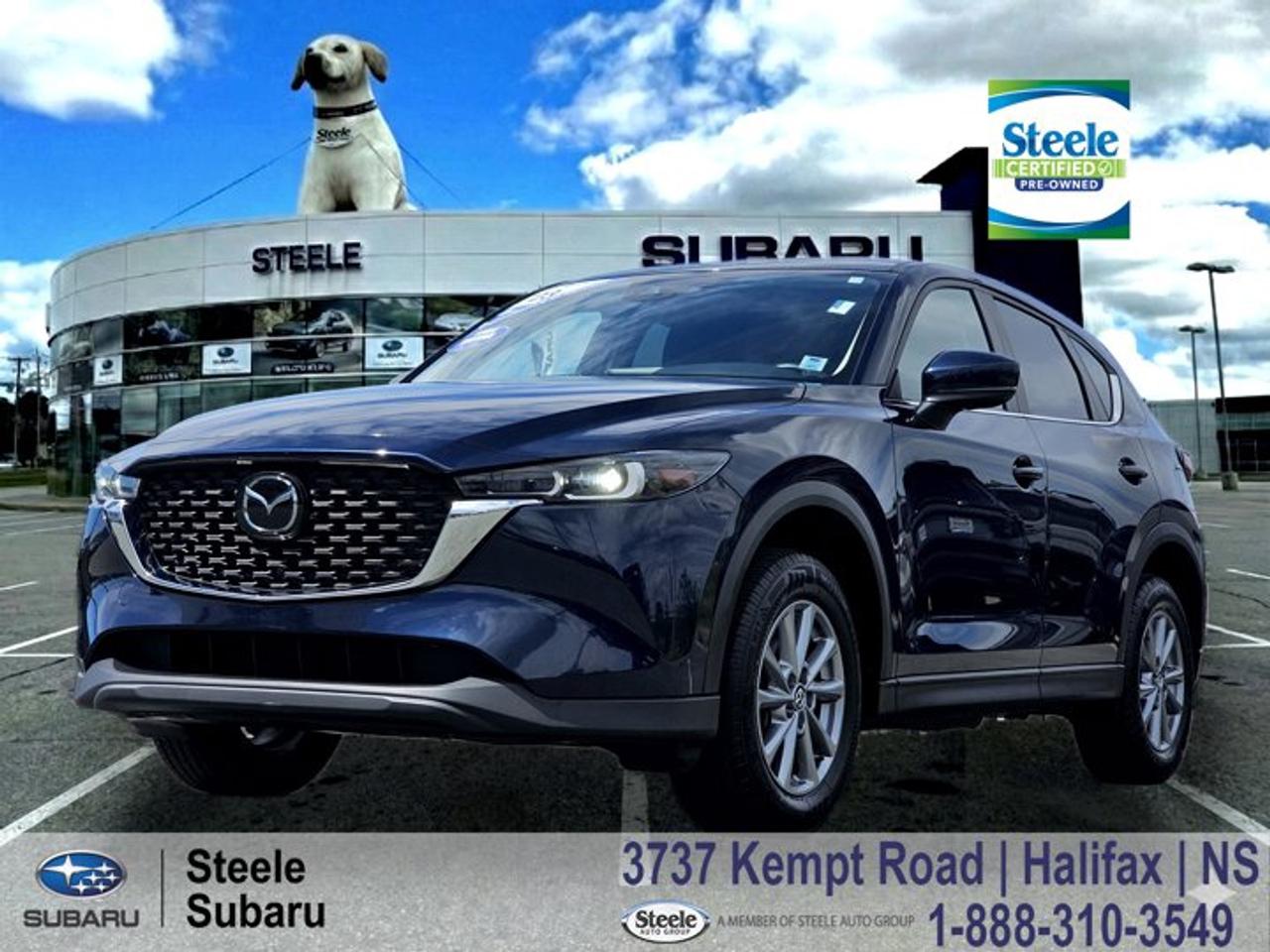 2023 Mazda CX-5 GS | AWD Capability | Heated Seats | Apple CarPlay | Advanced Safety SuiteFrom daily drives across Halifax to weekend runs out along the South Shore, the CX-5 strikes a natural balance between comfort and control. Its the kind of SUV that fits seamlessly into long summer days, whether youre commuting or heading out of the city.The GS trim sits at a strong midpoint in the CX-5 lineup, offering a refined mix of comfort, safety, and everyday practicality. Powered by Mazdas 2.5L SKYACTIV-G engine paired to a 6-speed automatic transmission, it delivers smooth, responsive performance with a composed and confident driving feel. The i-Activ AWD system provides added traction and stability for Nova Scotias changing conditions, from wet pavement to uneven rural roads. This example stands out as a one owner, very low mileage, off lease vehicle, giving it excellent overall condition and a well-cared-for history. Its quiet on the highway, easy to maneuver in the city, and versatile enough for everything from commuting to weekend travel.Performance & Safety2.5L SKYACTIV-G 4-cylinder engine6-speed automatic transmissioni-Activ All-Wheel DriveMazda i-Activsense safety suiteBlind Spot Monitoring with Rear Cross Traffic AlertLane Departure Warning with Lane Keep AssistSmart City Brake SupportDynamic Stability ControlTraction Control systemComfort & TechHeated front seatsCloth upholstery10.25-inch infotainment displayApple CarPlay & Android AutoKeyless entry with push-button startAutomatic climate controlRearview cameraPower drivers seatCruise controlIf youre looking for a well-rounded SUV thats comfortable for daily driving in Halifax and ready for summer road trips around Nova Scotia, this CX-5 GS is a strong fit. Contact Steele Subaru to schedule your test drive and see how it fits your routine.STEELE CERTIFIEDThis vehicle is Steele Certified, having successfully passed a comprehensive 85-Point Inspection to ensure quality and peace of mind. A current service and Nova Scotia Motor Vehicle Inspection (MVI) has been completed, so its ready for the road. We also provide a Carfax Vehicle History Report for full transparency. Buy with confidence knowing this vehicle has been thoroughly checked by our factory-trained technicians. Trade-ins are always welcome, and were here to help make your next vehicle purchase smooth and worry-free.Ask us about flexible financing or extended warranty options.Air Conditioning, Alloy wheels, AppLink/Apple CarPlay and Android Auto, Auto High-beam Headlights, Dual front impact airbags, Dual front side impact airbags, Exterior Parking Camera Rear, Fully automatic headlights, Heated Front Seats, Radio: AM/FM/HD Audio System w/4 Speakers, Rain sensing wipers.