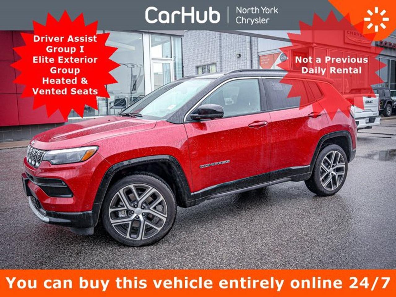 <p> Only 9,937 Miles! This Jeep Compass delivers a Intercooled Turbo Regular Unleaded I-4 2.0 L/122 engine powering this Automatic transmission. WHEELS: 19 X 7.5 PAINTED DIAMOND CUT ALUMINUM, TWO-TONE PAINT W/GLOSS BLACK ROOF, TRANSMISSION: 8-SPEED AUTOMATIC  (STD). <p> This Jeep Compass Features the Following Options <br /> QUICK ORDER PACKAGE 29G LIMITED  -inc: Engine: 2.0L DOHC I-4 DI Turbo w/ESS, Transmission: 8-Speed Automatic , TIRES: 235/45R19 BSW AS, RED HOT PEARL, RADIO: UCONNECT 5 NAV W/10.1 DISPLAY, ENGINE: 2.0L DOHC I-4 DI TURBO W/ESS  (STD), ELITE EXTERIOR GROUP  -inc: For SiriusXM Info, Call 888-539-7474, For Details, Visit DriveUconnect.com, Hands-Free Phone Communication, Power 2-Way Passenger Lumbar Adjust, GPS Navigation, SiriusXM w/360L On-Demand Content, Premium LED Fog Lamps, LED Low/Highbeam Projector Headlamps, Connected Travel & Traffic Services, Tires: 235/45R19 BSW AS, Diamond Black Door Cladding, Alexa Built-In, Power 8-Way Adjustable Front Seats, Diamond Black Fascias, Reversible Carpet/Vinyl Cargo Mat, Disassociated Touchscreen Display, HD Radio, Premium Taillamps, Foot Activated Open N Go Liftgate, Diamond Black Exterior Sill, Wheels: 19 x 7.5 Painted Diamond Cut Aluminum, Driver Seat w/Memory Setting, Power Liftgate, Diamond Black Wheel Flares, 10.25 Colour Display, Radio: Uconnect 5 Nav w/10.1 Display, DRIVER ASSIST GROUP I  -inc: Adaptive Cruise Control w/Stop & Go, Active Driving Assist System, Parallel & Perpendicular Park/Unpark, 360 Degree Surround View Camera System, Wireless Charging Pad, Traffic Sign Recognition, 10.25 Colour Display, ParkSense Front & Rear Park Assist, BLACK, PREMIUM LEATHER-FACED BUCKET SEATS  -inc: Front Ventilated Seats, BLACK, Vinyl Door Trim Insert. </p> <p>Drive Happy with CarHub<br>*** All-inclusive, upfront prices -- no haggling, negotiations, pressure, or games*** Purchase or lease a vehicle and receive a $1000 CarHub Rewards card for service.  *** Purchase this vehicle fully online on CarHub websites</p> <p>Transparency Statement<br>USED VEHICLES:Online prices and payments are for finance purchases  please note there is a $850 safety certification fee. if not Certified, then as per OMVIC Regulations the vehicle is deemed to be not drivable and Not Certified. Cash purchases for used vehicles have a $2,350 surcharge which includes the safety certification (the finance price + $2,350).NEW VEHICLES:New financed vehicles are subject to an $ 850 Processing Fee. New cars priced at over $100,000 including add-ons or accessories are subject to the additional federal luxury tax.While every effort is taken to avoid errors, technical or human error can occur, so please confirm vehicle features, options, materials, and other specs with your CarHub representative. This can easily be done by calling us or by visiting us at the dealership. CarHub used vehicles come standard with 1 key. If we receive more than one key from the previous owner, we include them with the vehicle. Additional keys may be purchased at the time of sale. Ask your Product Advisor for more details. Payments are only estimates derived from a standard term/rate on approved credit. Terms, rates and payments may vary. Prices, rates and payments are subject to change without notice. Please see our website for more details.</p>