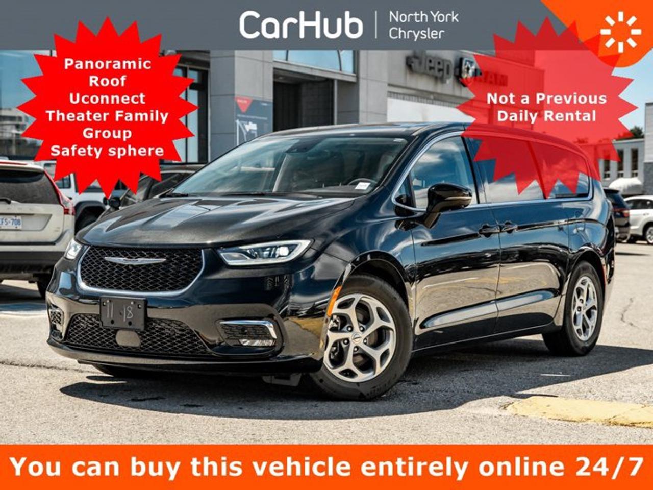 <p> This Chrysler Pacifica boasts a Regular Unleaded V-6 3.6 L/220 engine powering this Automatic transmission. WHEELS: 18 X 7.5 ALUMINUM  (STD), UCONNECT THEATER FAMILY GROUP  -inc: Video USB Port, Blu-Ray/DVD Player w/Video USB Port, 3rd Row Power Folding Headrest, 3rd Row Power Folding Seat, Hands-Free Power Sliding Doors, 19 harman/kardon Speakers w/Subwoofer, HDMI Port, Stow N Vac Integrated Vacuum, 3-Channel Video Remote Control, Front Seatback Dual 10 Touchscreens, 115-Volt Auxiliary Power Outlet, 760-Watt Amplifier, Famcam Interior Camera, Amazon Fire TV Built-In, TRANSMISSION: 9-SPEED AUTOMATIC  (STD). <p> This Chrysler Pacifica Features the Following Options <br /> QUICK ORDER PACKAGE 27P  -inc: Engine: 3.6L Pentastar VVT V6 w/ESS, Transmission: 9-Speed Automatic , TIRES: 245/60R18 BSW ALL-SEASON SELF-SEALING  (STD), SAFETY SPHERE  -inc: 360 Surround-View Camera, Parallel & Perpendicular Park Assist, Park-Sense Front/Rear Park Assist w/Stop, ENGINE: 3.6L PENTASTAR VVT V6 W/ESS  (STD), BRILLIANT BLACK CRYSTAL PEARL, BLACK W/ALLOY & BLACK ST, NAPPA LEATHER-FACED SEATS  -inc: Black Seats, Wheels w/Machined Accents, Voice Activated Dual Zone Front Automatic Air Conditioning, Vinyl Door Trim Insert, Valet Function. </p> <p>Drive Happy with CarHub<br>*** All-inclusive, upfront prices -- no haggling, negotiations, pressure, or games*** Purchase or lease a vehicle and receive a $1000 CarHub Rewards card for service.  *** Purchase this vehicle fully online on CarHub websites</p> <p>Transparency Statement<br>USED VEHICLES:Online prices and payments are for finance purchases  please note there is a $850 safety certification fee. if not Certified, then as per OMVIC Regulations the vehicle is deemed to be not drivable and Not Certified. Cash purchases for used vehicles have a $2,350 surcharge which includes the safety certification (the finance price + $2,350).NEW VEHICLES:New financed vehicles are subject to an $ 850 Processing Fee. New cars priced at over $100,000 including add-ons or accessories are subject to the additional federal luxury tax.While every effort is taken to avoid errors, technical or human error can occur, so please confirm vehicle features, options, materials, and other specs with your CarHub representative. This can easily be done by calling us or by visiting us at the dealership. CarHub used vehicles come standard with 1 key. If we receive more than one key from the previous owner, we include them with the vehicle. Additional keys may be purchased at the time of sale. Ask your Product Advisor for more details. Payments are only estimates derived from a standard term/rate on approved credit. Terms, rates and payments may vary. Prices, rates and payments are subject to change without notice. Please see our website for more details.</p>