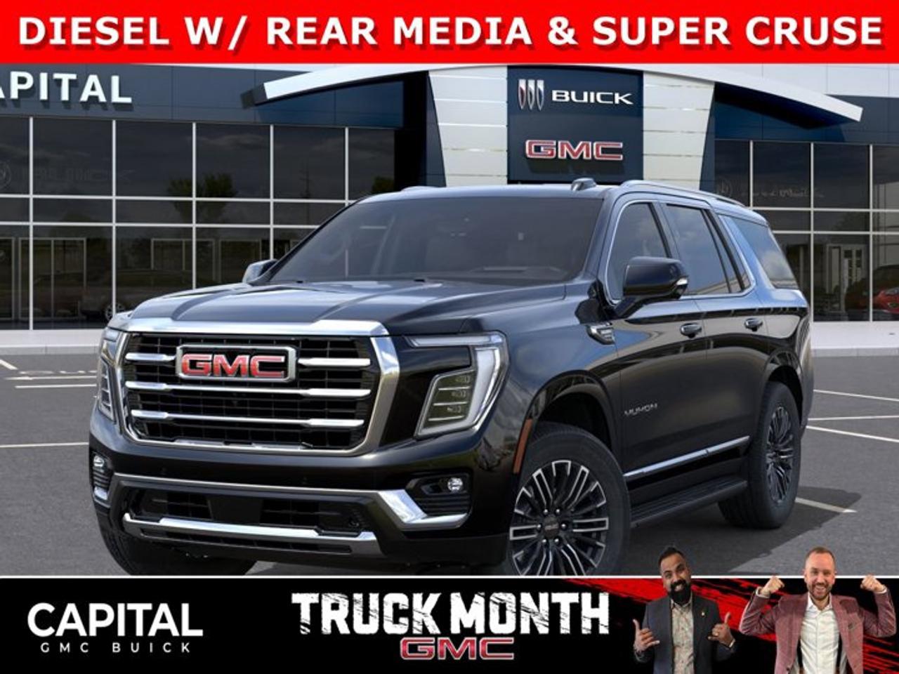 Check out this limited production 2026 Yukon Elevation Duramax Diesel... This 3 row SUV gets incredible fuel mileage and has incredible options like Heated Steering, Heated and Cooled Seats, Heated 2nd row buckets, Elevation Premium Package, Panoramic Sunroof, Power Sliding Center Console, Rear Streaming Camera Mirror, Dual Rear Media Screens, 360 CAM, Heads-up Display, Super Cruise handsfree Driving, and so much more... Dont miss out on this one CALL NOWAsk for the Internet Department for more information or book your test drive today! Text 825-445-0521 for fast answers at your fingertips!AMVIC Licensed Dealer - Licence Number B1044900Disclaimer: All prices are plus taxes and include all cash credits and loyalties. See dealer for details. AMVIC Licensed Dealer # B1044900