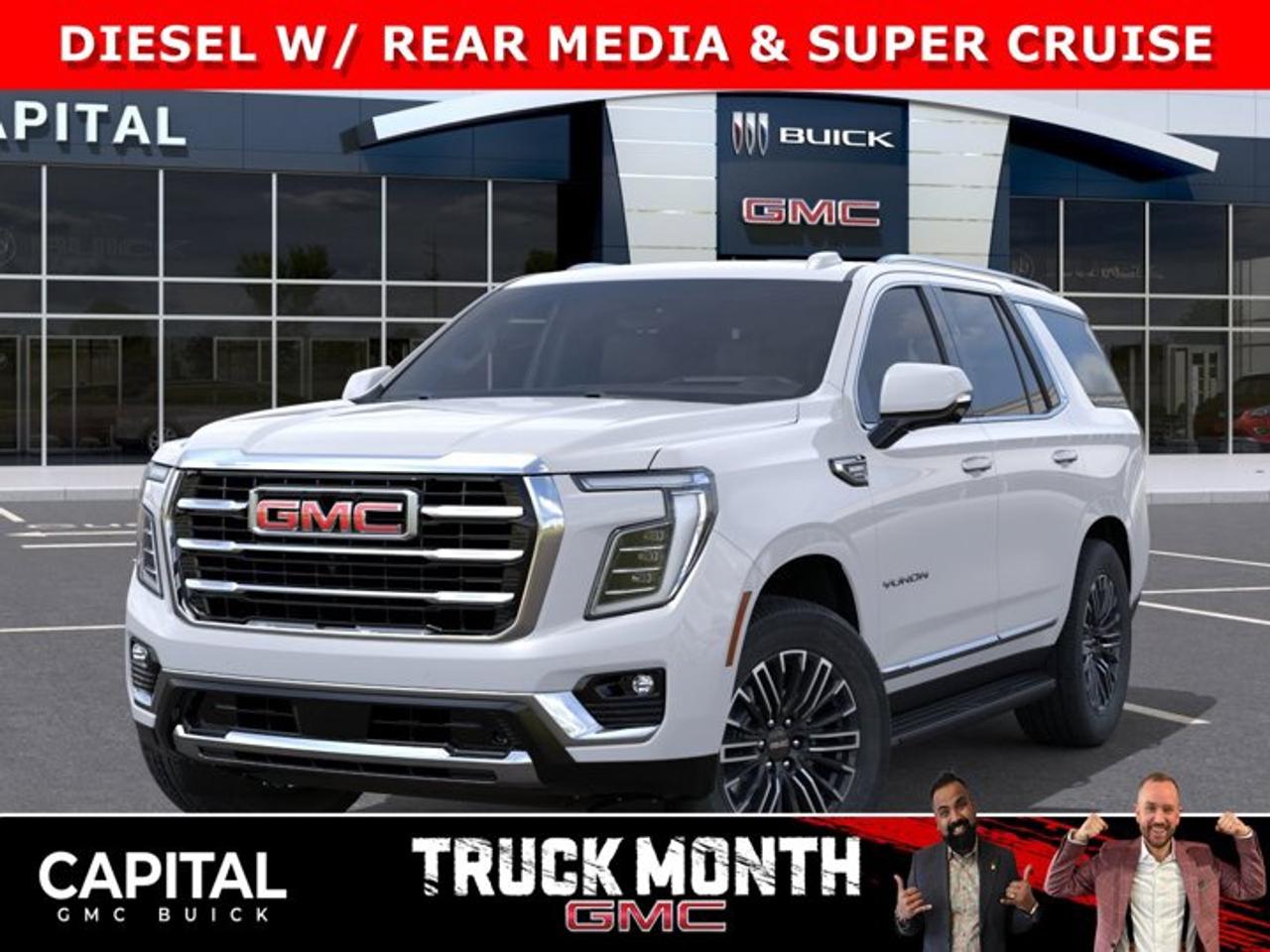 Check out this limited production 2026 Yukon Elevation Duramax Diesel... This 3 row SUV gets incredible fuel mileage and has incredible options like Heated Steering, Heated and Cooled Seats, Heated 2nd row buckets, Elevation Premium Package, Panoramic Sunroof, Power Sliding Center Console, Rear Streaming Camera Mirror, Dual Rear Media Screens, 360 CAM, Heads-up Display, Super Cruise handsfree Driving, and so much more... Dont miss out on this one CALL NOWAsk for the Internet Department for more information or book your test drive today! Text 825-445-0521 for fast answers at your fingertips!AMVIC Licensed Dealer - Licence Number B1044900Disclaimer: All prices are plus taxes and include all cash credits and loyalties. See dealer for details. AMVIC Licensed Dealer # B1044900