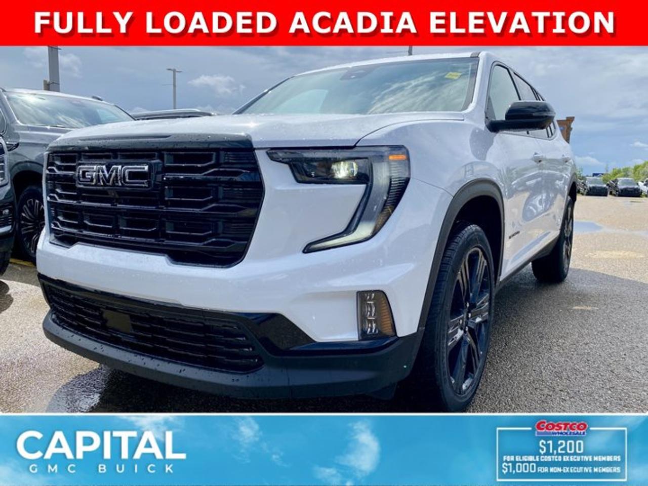 Check out this 2026 GMC Acadia Elevation! Equipped with amazing options like the Black Package, Luxury Package, Heated 1st and 2nd row Seating, Heated Steering, Black 22 Inch Wheels, Black Emblems, Heads-up Display, Panoramic Sunroof, Heated Wiper Park, Remote Start, MASSIVE 15 Touch Screen, Adaptive Cruise Control, Hands-free Power Liftgate, 360 CAM, Rear Streaming Camera Mirror, Trailering Package, and a ton of other incredible Safety Features... CALL NOW!Ask for the Internet Department for more information or book your test drive today! Text 587-400-9276 for fast answers at your fingertips!AMVIC Licensed Dealer - Licence Number B1044900