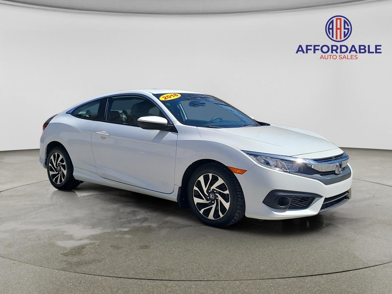 <p><strong>Affordable Auto Sales&nbsp;</strong><br><strong>Affordable 2018 HONDA CIVIC Coupe LX ! With only 64,000 Kilometers!!</strong></p><p><br><em><strong>KEY HIGHLIGHTS!!!</strong></em><br>Great Deal + Easy Financing Available!<br>We price all of our vehicles below market value for a quick sale! Cash or financing options are available for qualified buyers.<br>&nbsp; &nbsp; &bull; &nbsp; &nbsp;Automatic Transmission<br>&nbsp; &nbsp; &bull; &nbsp; &nbsp;Auto, Front Wheel Drive, 2L 4cyl, Gas<br>&nbsp; &nbsp; &bull; &nbsp; &nbsp;Fresh oil change, or like-new oil.<br>&nbsp; &nbsp; &bull; &nbsp; &nbsp;Tires to match the season!<br>&nbsp; &nbsp; &bull; &nbsp; &nbsp;30 DAY Powertrain Warranty with Extended Options Available<br>&nbsp; &nbsp; &bull; &nbsp; &nbsp;64,000 Kilometres!<br>&nbsp; &nbsp; &bull; &nbsp; &nbsp;Brand new 2-year inspection &ndash; Fully certified!<br>&nbsp; &nbsp; &bull; &nbsp; &nbsp;Delivery available anywhere in Atlantic Canada!</p><p><br><em><strong>FINANCING AVAILABLE!!!</strong></em></p><p>Submit Your Application at www.affordableautosales.ca (http://www.affordableautosales.ca/)</p><p>Call / Text: 902-890-9423<br>Email: info@affordableautosales.ca</p>