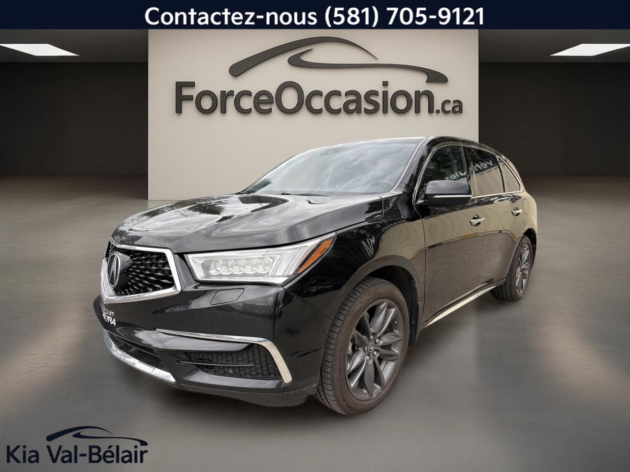 Jamais accidenté // Inspecté en 135 points

LAcura MDX TECH * SH-AWD * V6 * 290HP * CUIR * GPS * TOIT * VOLANT CHAUFF * 2019 offert chez Kia Val-Bélair à Québec présente une configuration recherchée, avec moteur V6 de 3,5 litres, transmission automatique, rouage intégral SH-AWD et 97 010 km à lodomètre. Sa carrosserie noire à 4 portes et son habitacle noir lui donnent une allure soignée et discrète.

CARACTÉRISTIQUES DU MDX TECH * SH-AWD * V6 * 290HP * CUIR * GPS * TOIT * VOLANT CHAUFF *

»» Rouage intégral SH-AWD pour motricité accrue  
»» Moteur V6 de 3,5 litres  
»» Système de navigation GPS intégré  
»» Toit ouvrant et volant chauffant  

CARACTÉRISTIQUES DE SÉCURITÉ AVANCÉES

»» Avertissement de sortie de voie intégré  
»» Surveillance des angles morts incluse  
»» Caméra de recul pour manoeuvres  
»» Freins antiblocage et contrôle de stabilité  

PERFORMANCE ET EFFICACITÉ

»» Moteur V6 sans plomb de 3,5 litres  
»» Transmission automatique pour conduite fluide  
»» Différentiel à glissement limité inclus  
»» Direction assistée pour usage quotidien  

CONFORT

»» Sièges avant chauffants de série  
»» Siège conducteur à réglage électrique  
»» Siège passager à réglage électrique  
»» Climatisation avant, arrière et deux zones  

TECHNOLOGIE ET CONNECTIVITÉ

»» Intégration Bluetooth pour appels mains libres  
»» Système de navigation GPS embarqué  
»» Commandes audio montées au volant  
»» Démarrage par bouton-poussoir et à distance  

ESPACE DE CHARGEMENT

»» Hayon électrique pour accès simplifié  
»» Ouverture à distance du coffre  
»» Accès pratique à lespace arrière  
»» Banquette utile pour usage familial  

RÉCOMPENSES ET RECONNAISSANCES

»» Top Safety Pick+, Insurance Institute for Highway Safety, 2019  
»» Meilleur achat luxe intermédiaire, Le Guide de lauto, 2019  

APPRÉCIÉ DES AUTRES PROPRIÉTAIRES

»» Conduite stable en toutes saisons  
»» Moteur V6 souple et silencieux  
»» Habitacle bien aménagé pour la famille  
»» Niveau déquipement très complet  

GARANTIE

»» Garantie légale seulement  
»» Garantie dusage  
»» Garantie de durée raisonnable  
»» Garantie contre les vices cachés  

Cet Acura MDX TECH * SH-AWD * V6 * CUIR * GPS * TOIT * VOLANT CHAUFF * 2019 usagé réunit des éléments concrets et utiles au quotidien, dont les sièges avant chauffants, les sièges à mémoire, les rétroviseurs chauffants, le toit ouvrant, le GPS, la caméra de recul et la climatisation arrière. Cest un VUS bien équipé, adapté à la réalité dici.

Le NIV de ce Acura MDX TECH * SH-AWD * V6 * CUIR * GPS * TOIT * VOLANT CHAUFF * 2019 est le 5J8YD4H41KL805644 .

Garantie prolongée disponible, livraison en 48h