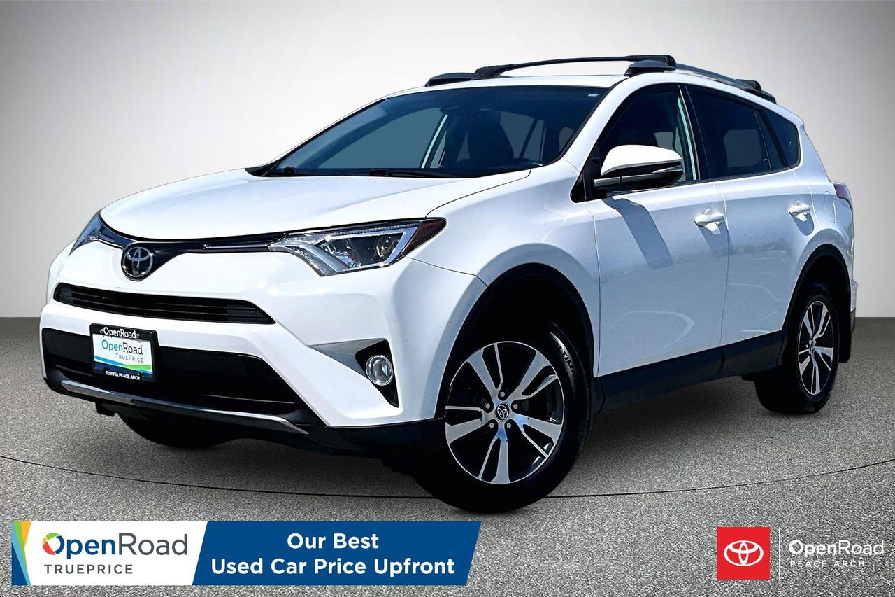 The 2017 Toyota RAV4 AWD XLE is a practical compact SUV powered by a 2.5-litre four-cylinder engine producing 176 horsepower, paired with a six-speed automatic transmission and all-wheel drive for improved traction. It features a comfortable five-passenger interior with dual-zone climate control, a power moonroof, heated front seats, and a power-adjustable driver&rsquo;s seat. Technology includes a touchscreen infotainment system with Bluetooth, USB input, and a backup camera. Standard safety highlights include Toyota Safety Sense with pre-collision warning, lane departure alert, adaptive cruise control, and automatic high beams. Cargo space is generous, with split-folding rear seats for added versatility.  Have confidence with your OpenRoad purchase! Every OpenRoad Certified Pre-Owned vehicle comes fully reconditioned and complete with a comprehensive 153 point mechanical inspection, a CarFax history & lien report, a 3-Day Money Back Guarantee, a 30-Day/2,000 kms Exchange Policy, a 90-Day/5,000 kms Powertrain Warranty, guaranteed clear title, and membership to our exclusive Club OpenRoad! As a proud member of the OpenRoad Auto Group, a trusted name since 2000 serving the Lower mainland (including White Rock, Surrey, Langley, Maple Ridge, Delta, Richmond, Mission and beyond) with outstanding Toyota vehicles, Toyota parts, and Toyota service since 1966! OpenRoad Toyota Peace Arch is a &ldquo;True Price&rdquo; dealer, meaning no inflated prices, and no need for back and forth haggling! We use up to the minute technology offering LIVE MARKET VALUE PRICING to ensure you are receiving the most competitive price possible on all of our Pre-Owned vehicles!  All advertised vehicle prices do not include our $699 documentation fee.