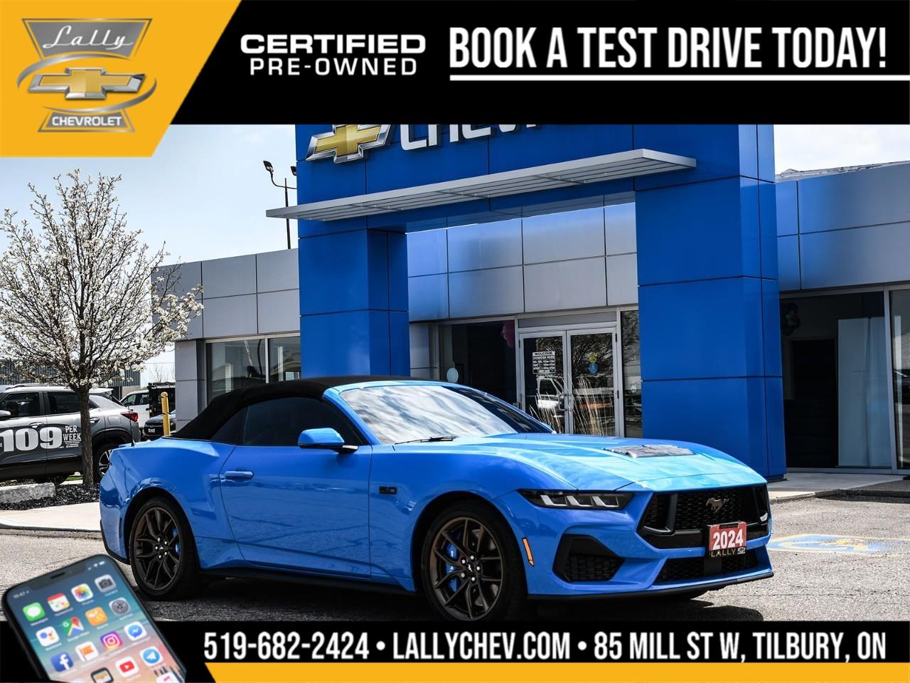 2024 Ford Mustang GT Premium RWD 5.0L V8 Ti-VCT 10-Speed Automatic Grabber Blue Metallic<br /><br />** Special Sale price listed is available to finance purchases only on approved credit. Price of vehicle may differ with other forms of payment.<br /><br /><br />What is Live Market Pricing?<br /><br />Lally Chevrolet, we've changed the way we sell new and pre-owned vehicles with Live Market Pricing. Buying a vehicle can be stressful. Negotiations, trade value, hidden fees and the time a purchase takes is enough to make anyone nervous.<br /><br />How does a customer know if they are getting a good deal or not?<br /><br />How do dealerships like Lally Chevrolet even set prices?<br /><br />In today's customer-centric, tech-savvy world, where is the transparency in the car buying process?<br /><br />We want to make your vehicle purchasing experience stress-free, simple, enjoyable and transparent. So we've made the struggle of negotiating a thing of the past!<br /><br />No More Stressful Negotiations!<br /><br />Purchasing your next vehicle shouldn't feel like a battle. Our team at Lally Chevrolet does not want you to go home wondering if you could have gotten a better deal or not. So, we are offering you the best deal possible, the fair value, with Live Market Pricing.<br /><br />How Does Live Market Pricing Work?<br /><br />With Live Market Pricing, our team checks the fair value of our vehicles every day, comparing equally-equipped vehicles in a 300 kilometer radius of our market area. Then, we update our inventory prices in real-time to reflect the current market price.<br /><br />This allows us to price our vehicles in our market area fairly while passing the savings onto you. With Lally Chevrolet Live Market Pricing system, you can rest assured that you're getting the most competitive price around town.<br /><br />These real-time results offer fair pricing for you, the customer, and eliminates the need for negotiations. Lally Chevrolet Live Market Pricing ensures:<br /><br />? no pricing games<br />? no stressful negotiations or pressure situations<br />? no mark-up to mark-down gimmicks<br />? no hassling<br />? no haggling<br />? no more guessing<br /><br />.