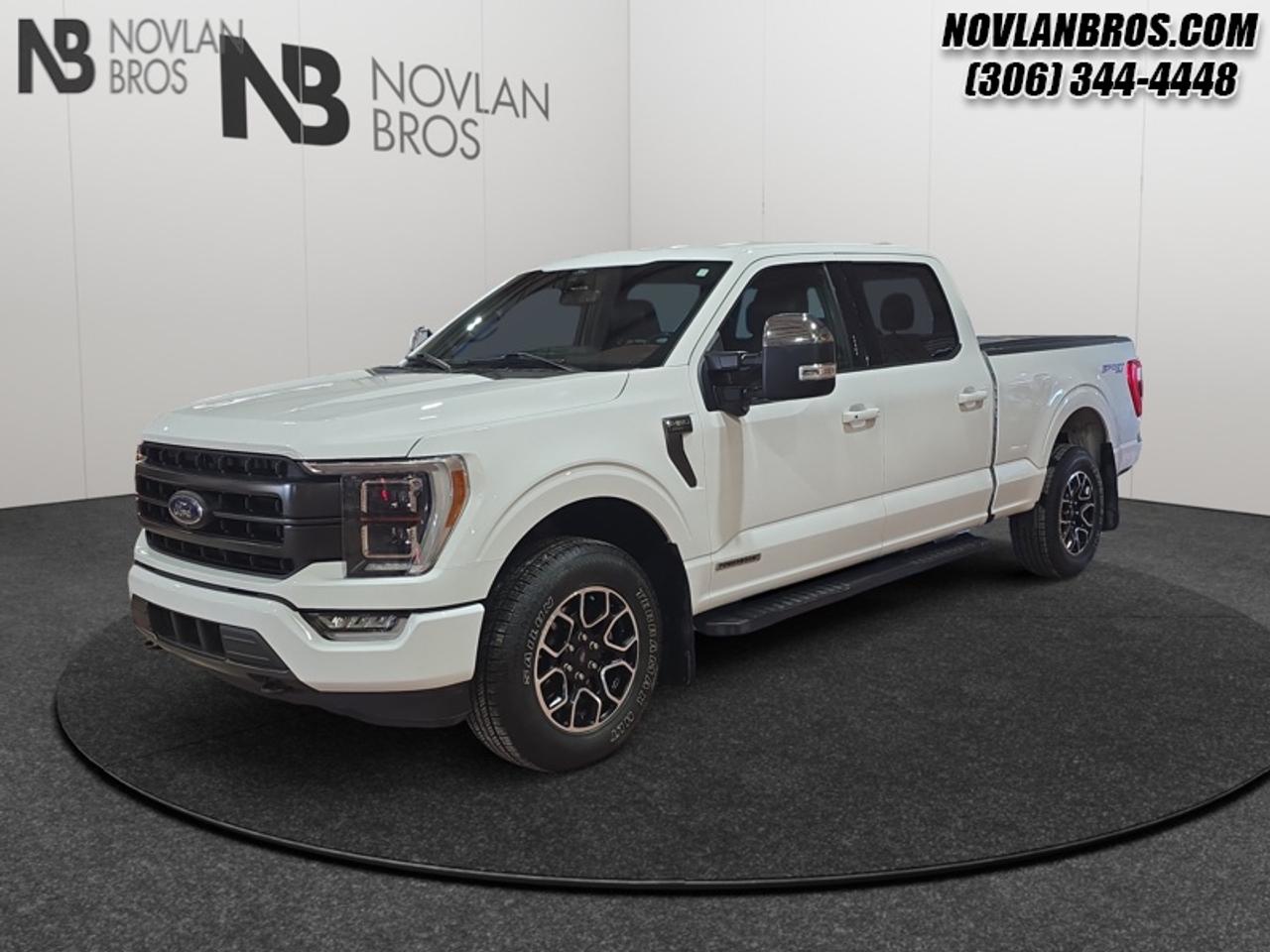 <b>Navigation, Heated Seats, Alloy Wheels, Reverse Sense System, Rear View Camera!</b><br> <br> Check out our great inventory of pre-owned vehicles at Novlan Brothers!<br> <br>This Ford F-150 is arguably the most capable truck in the class, and it features a spacious, comfortable interior. This 2021 Ford F-150 is for sale today in Paradise Hill.<br> <br>The perfect truck for work or play, this versatile Ford F-150 gives you the power you need, the features you want, and the style you crave! With high-strength, military-grade aluminum construction, this F-150 cuts the weight without sacrificing toughness. The interior design is first class, with simple to read text, easy to push buttons and plenty of outward visibility. With productivity at the forefront of design, the 2021 F-150 makes use of every single component was built to get the job done right!<br> <br>This Crew Cab 4X4 pickup has 112,600 km. Its White in colour. It has a 10 Speed Automatic transmission and is powered by a 430HP 3.5L V6 Cylinder Engine. <br> <br> Our F-150s trim level is Lariat. This luxurious Ford F-150 Lariat comes loaded with premium features such as leather heated and cooled seats, body coloured exterior accents, a proximity key with push button start and smart device remote start, pro trailer backup assist and Ford Co-Pilot360 that features lane keep assist, blind spot detection, pre-collision assist with automatic emergency braking and rear parking sensors. Enhanced features also includes unique aluminum wheels, SYNC 4 with enhanced voice recognition featuring connected navigation, Apple CarPlay and Android Auto, FordPass Connect 4G LTE, power adjustable pedals, a powerful Bang & Olufsen audio system with SiriusXM radio, cargo box lights, dual zone climate control and a handy rear view camera to help when backing out of tight spaces. This vehicle has been upgraded with the following features: Navigation, Heated Seats, Alloy Wheels, Reverse Sense System, Rear View Camera, Remote Engine Start, Traction Control.<br> To view the original window sticker for this vehicle view this <a href=http://www.windowsticker.forddirect.com/windowsticker.pdf?vin=1FTFW1ED1MFC11219 target=_blank>http://www.windowsticker.forddirect.com/windowsticker.pdf?vin=1FTFW1ED1MFC11219</a>. <br/><br> <br>To apply right now for financing use this link: <a href=http://novlanbros.com/credit/ target=_blank>http://novlanbros.com/credit/</a><br> <br/>Payments from <b>$768.82</b> monthly with $0 down for 84 months @ 8.99% APR O.A.C. ( Plus applicable taxes - Plus applicable fees ). See dealer for details. <br><br>The Novlan family is owned and operated by a third generation and committed to the values inherent from our humble beginnings.<br> Come by and check out our fleet of 20+ used cars and trucks and 90+ new cars and trucks for sale in Paradise Hill.  o~o