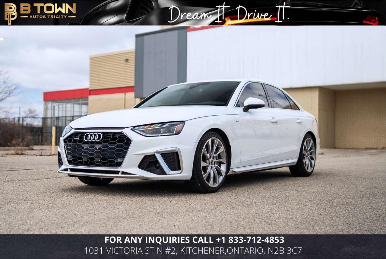 <meta charset= utf-8= />
<p data-start= data-end=><strong data-start= data-end=>

2023 Audi A4 Premium Plus 45 delivers refined luxury, advanced technology, and confident all-weather performance.</strong> Finished in a sleek exterior over a premium leather interior, it combines modern Audi design with comfort and everyday practicality.

<p data-start= data-end=>&nbsp;

<p data-start= data-end=>Powered by a <strong data-start= data-end=>2.0L turbocharged 4-cylinder (45 TFSI) paired with a 7-speed S tronic automatic transmission and quattro all-wheel drive</strong>, it offers responsive performance, smooth shifting, and excellent year-round capability.

<p data-start= data-end=>&nbsp;

<p data-start= data-end=><strong data-start= data-end=>Factory options included:</strong> <br data-start= data-end= />quattro All-Wheel Drive System <br data-start= data-end= />Premium Plus Package <br data-start= data-end= />LED Headlights with Signature DRLs <br data-start= data-end= />Virtual Cockpit Digital Instrument Cluster <br data-start= data-end= />MMI Navigation Plus with Touchscreen <br data-start= data-end= />Apple CarPlay & Android Auto <br data-start= data-end= />Bang & Olufsen Premium Sound System <br data-start= data-end= />Heated Front Seats <br data-start= data-end= />Power Front Seats with Memory <br data-start= data-end= />3-Zone Automatic Climate Control <br data-start= data-end= />Wireless Charging Pad <br data-start= data-end= />Blind Spot Monitoring <br data-start= data-end= />Lane Departure Warning <br data-start= data-end= />Parking Sensors & Backup Camera <br data-start= data-end= />Keyless Entry & Push-Button Start <br data-start= data-end= />Alloy Wheels

<p data-start= data-end=>&nbsp;

<p data-start= data-end=>&nbsp;

HST and licensing will be extra




Special Financing price: $ 35,888*

Cash Price: $ &nbsp;37,388&nbsp;*




* $999 Financing fee conditions may apply*




Financing Available at as low as 6.29% O.A.C




We approve everyone with bad credit, including newcomers and students.




Previously declined by a bank? No problem !!




Let the experienced professionals handle your credit application.




Apply for pre-approval today !!




At B TOWN AUTOS TRICITY, we are not only concerned about selling great used Vehicles at the most competitive prices at our new location, 1031 Victoria St N #2, Kitchener, Ontario, N2B 3C7. We also believe in the importance of establishing a lifelong relationship with our clients, which starts from the moment you walk into the dealership. Were here for you every step of the way and aim to provide the most prominent, friendly and timely service with each experience you have with us. You can think of us as being like &lsquo;YOUR FAMILY IN THE BUSINESS&rsquo; where you can always count on us to provide you with the best automotive care