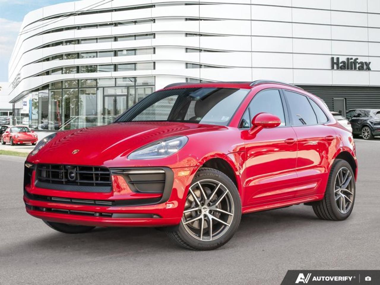 This 2026 Porsche Macan, now available at Porsche Of Halifax, is finished in Carmine Red with a Standard Interior in Black and is equipped with a PDK transmission.*Powertrain and Drivetrain*2.0-litre turbocharged inline 4-cylinder engine producing 261 horsepower and 295 lb-ft of torquePDK transmissionPorsche Active All-Wheel Drive*Exterior*Carmine RedPanoramic Roof System20 Macan S Wheels in Highly Polished Dark TitaniumAll-season tyres for 20-inch wheelsLED Headlights incl. Porsche Dynamic Light System Plus (PDLS+)Exterior Package in Exterior ColorRoof rails in High Gloss BlackSide Blades in Exterior ColorSport tailpipes in Silver*Interior and Seating*Standard Interior in BlackPower Seats (14-way) with Memory PackageVentilated Seats (Front)Heated Seats (Rear)Heated GT Sport Steering Wheel in LeatherElectric Steering ColumnPorsche Crest on Headrests (Front)*Technology and Driver Assistance*BOSE® Surround Sound SystemLane Change Assist (LCA)Surround ViewThis Macan is configured with a balanced combination of everyday usability, comfort features, and Porsche driver assistance and design elements.Visit www.porscheofhalifax.com or call (902)453-8800 to speak with a Porsche Sales Executive.