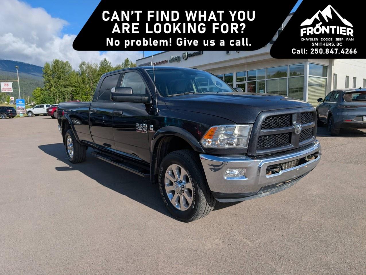 <p>The 2017 Ram 2500 SLT Crew Cab 4x4 is a heavy-duty diesel truck built to handle tough jobs while still delivering comfort, capability, and dependable Ram performance.</p><p>Powered by the legendary <strong>6.7L Cummins I-6 Turbo Diesel engine</strong> paired with a <strong>6-speed automatic transmission</strong>, this Ram 2500 offers impressive torque, strong towing capability, and proven durability for work or recreation.</p><p>Finished in <strong>Maximum Steel Metallic</strong> with a comfortable <strong>Diesel Grey cloth interior</strong>, this Crew Cab configuration provides excellent passenger space and everyday practicality.</p><p>Equipped with a long list of features including <strong>Uconnect multimedia system with 8.4-inch touchscreen display, Bluetooth hands-free communication, heated front seats, heated steering wheel, remote start system, rear power sliding window, power folding heated mirrors with turn signals, Park-Sense Rear Park Assist, ParkView Rear Back-Up Camera, trailer brake control, anti-spin differential rear axle, tow hooks, bright tubular side steps, and premium polished aluminum wheels</strong>.</p><p>The popular <strong>Customer Preferred Package 2FT</strong> adds additional comfort and convenience features, while the proven 4x4 system and heavy-duty suspension make this truck ready for towing, hauling, and Canadian winters.</p><p>Whether you're pulling a trailer, heading to the job site, or looking for a dependable diesel-powered pickup, the 2017 Ram 2500 SLT Crew Cab 4x4 delivers serious capability with everyday comfort.</p><p>Please confirm all vehicle details and features with our sales team and start the buying process today.</p>