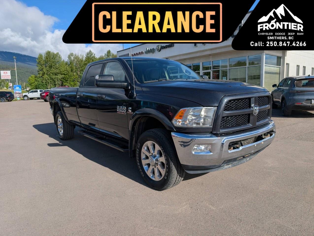 <p>The 2017 Ram 2500 SLT Crew Cab 4x4 is a heavy-duty diesel truck built to handle tough jobs while still delivering comfort, capability, and dependable Ram performance.</p><p>Powered by the legendary <strong>6.7L Cummins I-6 Turbo Diesel engine</strong> paired with a <strong>6-speed automatic transmission</strong>, this Ram 2500 offers impressive torque, strong towing capability, and proven durability for work or recreation.</p><p>Finished in <strong>Maximum Steel Metallic</strong> with a comfortable <strong>Diesel Grey cloth interior</strong>, this Crew Cab configuration provides excellent passenger space and everyday practicality.</p><p>Equipped with a long list of features including <strong>Uconnect multimedia system with 8.4-inch touchscreen display, Bluetooth hands-free communication, heated front seats, heated steering wheel, remote start system, rear power sliding window, power folding heated mirrors with turn signals, Park-Sense Rear Park Assist, ParkView Rear Back-Up Camera, trailer brake control, anti-spin differential rear axle, tow hooks, bright tubular side steps, and premium polished aluminum wheels</strong>.</p><p>The popular <strong>Customer Preferred Package 2FT</strong> adds additional comfort and convenience features, while the proven 4x4 system and heavy-duty suspension make this truck ready for towing, hauling, and Canadian winters.</p><p>Whether you're pulling a trailer, heading to the job site, or looking for a dependable diesel-powered pickup, the 2017 Ram 2500 SLT Crew Cab 4x4 delivers serious capability with everyday comfort.</p><p>Please confirm all vehicle details and features with our sales team and start the buying process today.</p>