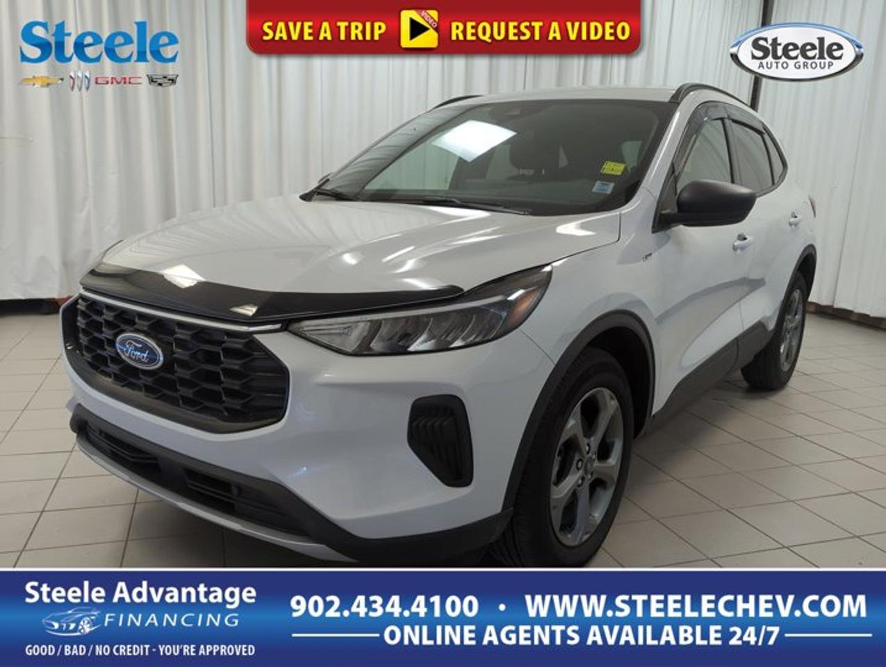 Discover a fresh, athletic take on compact SUV driving with this used 2025 Ford Escape St-Line at Steele Chevrolet Buick GMC in Dartmouth. Finished in White with four doors and all-wheel drive, it blends sporty style with everyday usefulness. With only 3,710 km, this Escape St-Line offers modern turbocharged efficiency, easy automatic operation, and the versatility many drivers want for city travel and changing Atlantic weather.FEATURES OF THE Escape St-LineSport-inspired exterior design with unique accentsBlack mesh-style grille adds attitudeDistinctive St-Line appearance enhances road presenceAthletic styling suits urban daily drivingADVANCED SAFETY FEATURESAdvanced airbag system supports occupant safetyElectronic stability control helps maintain composureFour-wheel anti-lock braking improves controlAll-wheel drive boosts traction in weatherPERFORMANCE AND EFFICIENCY1.5-litre turbocharged three-cylinder engineAutomatic transmission delivers smooth daily drivingAll-wheel drive supports confident year-round travelTurbo power balances response and fuel useCOMFORT AND CONVENIENCEFour-door layout improves passenger accessCompact SUV size eases city parkingSpacious cabin suits daily family useVersatile design supports errands and commutingTECHNOLOGY AND CONNECTIVITYDriver-focused controls are easy to reachClear gauges support quick information checksModern vehicle systems simplify everyday operationConvenient automatic transmission reduces driving effortCARGO SPACERear cargo area supports active lifestylesSUV design allows flexible hauling abilityUseful storage space for everyday gearRoomy layout handles groceries and bagsThe 2025 Ford Escape St-Line is designed for drivers who want more than simple transportation. Its sport-themed appearance gives it a confident edge, while its compact footprint keeps it practical for tight parking spaces, busy commutes, and weekend plans. The White exterior adds a clean, modern look that suits the Escape St-Line perfectly.Under the hood, this 2025 Ford Escape St-Line uses an intercooled turbo premium unleaded I-3 1.5 L engine. This setup is well suited to drivers who value a smart mix of responsive power and efficiency. The turbocharged design helps deliver lively acceleration in town and steady performance when merging onto the highway.The automatic transmission makes every trip smoother and more relaxed. In daily driving, that means less effort in stop-and-go traffic and a more refined feel on longer trips. For many buyers, the Escape St-Line hits a sweet spot by offering useful performance without giving up the comfort expected from a modern compact SUV.This used 2025 Ford Escape St-Line also features all-wheel drive, an important advantage for Canadian driving. From wet pavement to slushy streets and changing seasonal conditions, all-wheel drive adds confidence and improved traction. For drivers in Dartmouth and across Nova Scotia, that extra control can make a real difference throughout the year.With just 3,710 km on the odometer, this Escape St-Line stands out as a low-kilometre option. That low usage is appealing for shoppers seeking a current model year SUV with very limited road time. It gives you the chance to enjoy a modern design and recent engineering in a vehicle that has seen minimal use.Inside, the cabin layout supports everyday life with easy entry through four doors and the elevated seating position many SUV buyers prefer. Whether you are loading up groceries, heading to work, or planning a weekend drive, the Escape St-Line offers the flexibility expected from a compact utility vehicle.Owners often appreciate the Ford Escape for its balanced ride, manageable size, and useful cargo capability. The 2025 Ford Escape St-Line adds a sportier personality to that formula. It feels ready for active drivers who want sharp styling, practical space, and dependable year-round traction in one efficient package.WHAT OTHER OWNERS LIKEEasy-to-drive size for urban travelConfident all-wheel drive in poor weatherFlexible cargo space for daily needsEfficient turbo engine for commutingThis 2025 Ford Escape St-Lines VIN is: 1FMCU9MN5SUA66286 .