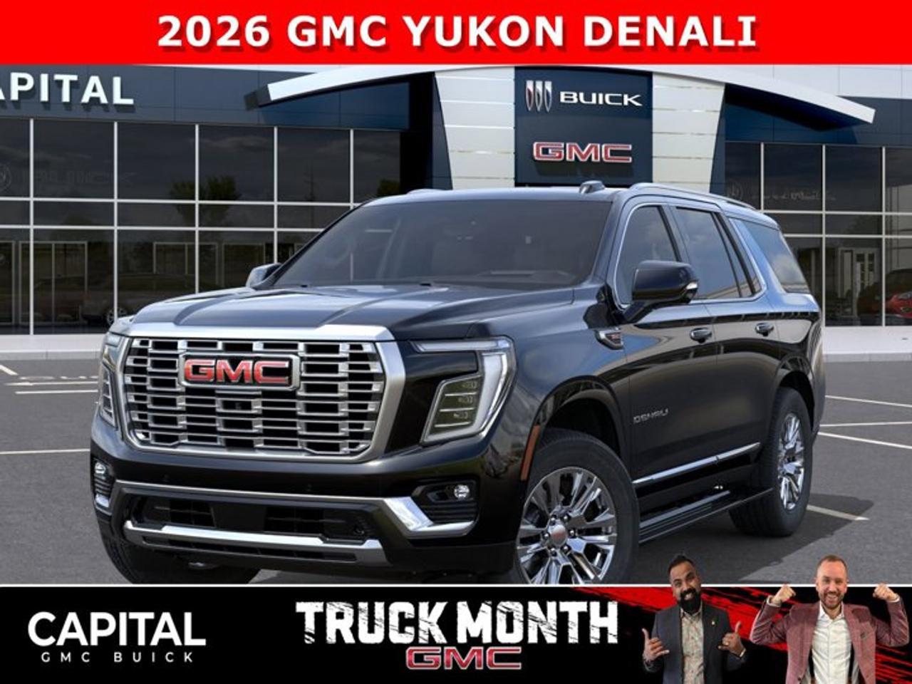 Check out this 2026 GMC YUKON DENALI... Fully equipped with options like Heated and Cooled Seats, Panoramic Sunroof, Power Assist Steps, Heated Steering, Adaptive Cruise Control, Blind Spot Monitoring, 360 CAM, 15 Heads-up Display, Premium Surround Sound, Heated Back Seats, Dual Exhaust, Hands Free Power Liftgate, Automatic Braking, Magnetic Ride Control and so much more... CALL NOWAsk for the Internet Department for more information or book your test drive today! Text 825-445-0521 for fast answers at your fingertips!AMVIC Licensed Dealer - Licence Number B1044900Disclaimer: All prices are plus taxes and include all cash credits and loyalties. See dealer for details. AMVIC Licensed Dealer # B1044900