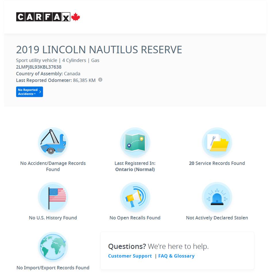 2019 Lincoln Nautilus Reserve+CLEAN CARFAX+2 Sets of Tires & Rims Photo