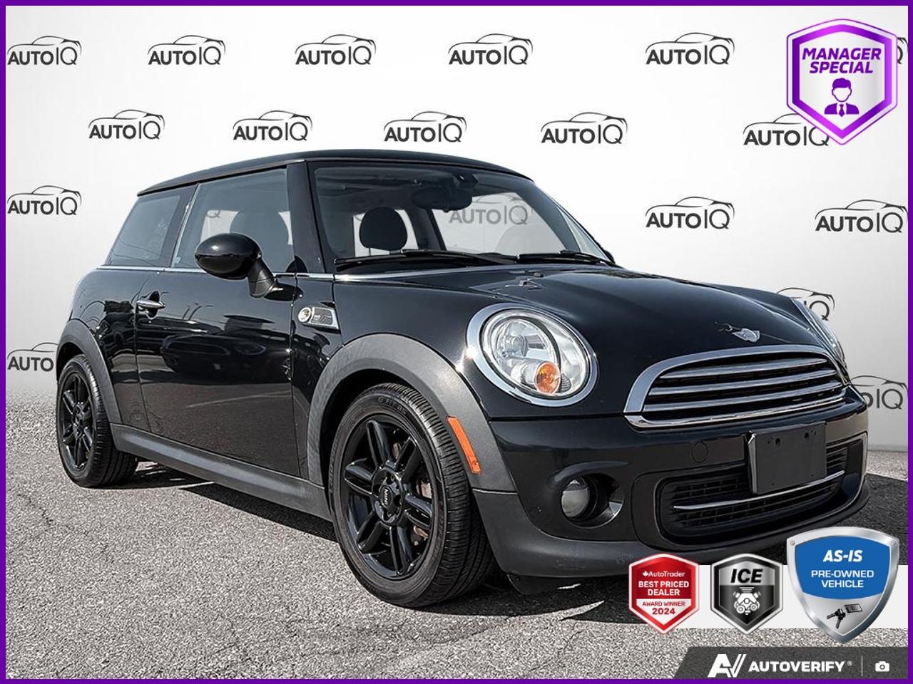 PRICED 25% BELOW MARKET! HEATED SEATS, LOW KM, NEW CLUTCH 2024! <b>OEM OPTIONS: </b>MIDNIGHT BLACK ,  CARBON BLACK CHECKERED CLOTH SEAT TRIM ,  6-SPEED MANUAL ,  BAKER STREET EDITION ,  BLACK TOP & MIRROR CAPS ,  16 X 6.5 BLACK 6-STAR TWIN-SPOKE ALLOY WHLS<br><br><b>PERFORMANCE & CAPABILITY: </b>Offered as-is, this budget-friendly <b>2013 Mini Hatch Cooper</b> finished in Pepper White with a Carbon Black, Leatherette Seat Trim interior, creating a sleek, powerful, and unified monochrome look. With its sporty two-door profile, this Coupe is designed for a dynamic driving experience, prioritizing style and performance. Powered by a responsive <b>1.6L 4cyl</b> engine paired with a smooth <b>6 Speed Manual</b> and a confident <b>Front Wheel Drive</b> system.<br><br><b>MARKET VALUE: </b><br> - <b>Top Market Value:</b> Ranked #1 for overall value (features vs. price) in the market.<br> - <b>Priced Below Market:</b> Offered at <b>$1,248</b> below the average market price.<br> - <b>Lower Mileage:</b> Features approximately <b>11,000</b> fewer km than the market average.<br><br><b>VEHICLE HISTORY: </b><br> - <b>Dealer Acquired Trade:</b> As a premier dealership, we get access to the best-conditioned local trades.<br> - <b>Local Trade-In:</b> This vehicle was acquired as a local trade-in right here at our dealership.<br> - <b>CARFAX Verified:</b> No Accidents Reported.<br><br><b>PROFILE & PEDIGREE: </b><br> - <b>Service History:</b> Ask our team to review available service records with you.<br> - <b>Critically Acclaimed Model:</b> Often highlighted in reviews for its safety and performance.<br> - <b>Shop with Confidence:</b> Over <b>32</b> high-resolution photos are online for you to view every detail.<br><br><b>APPRAISAL INSIGHTS: </b> - Recent Service: Appraisal notes indicate new tires may have been installed. Its <b>Front-Wheel Drive</b> layout is engineered for efficiency and predictable handling, making it a reliable choice for daily driving.<br>Powered by a versatile <b>1.6L 4cyl</b>, offering a great balance of performance and fuel efficiency. For driving enthusiasts, the <b>6-Speed Manual</b> transmission offers a fun, engaging experience with complete control over gear selection.<br><br><b>EQUIPMENT: </b><br><b>Safety & Driver Assistance:</b> TRACTION CONTROL, ABS BRAKES, BRAKE ASSIST, DUAL FRONT IMPACT AIRBAGS, DUAL FRONT SIDE IMPACT AIRBAGS, IGNITION DISABLE<br><b>Comfort & Convenience:</b> POWER WINDOWS, POWER STEERING, 1-TOUCH DOWN, 1-TOUCH UP, AUTOMATIC TEMPERATURE CONTROL, DRIVER DOOR BIN<br><b>Technology & Entertainment:</b> TACHOMETER, CD PLAYER, AM/FM RADIO, DIVERSITY ANTENNA, OUTSIDE TEMPERATURE DISPLAY, RADIO DATA SYSTEM<br><b>Performance & Capability:</b> FOUR WHEEL INDEPENDENT SUSPENSION, FRONT ANTI-ROLL BAR, REAR ANTI-ROLL BAR, SPEED-SENSING STEERING<br><b>Exterior & Styling:</b> ALLOYS, DELAY-OFF HEADLIGHTS, PERIMETER/APPROACH LIGHTS, GLASS SUNROOF, FRONT FOG LIGHTS, ALLOY WHEELS<br><br><b>Ready to experience this Mini Hatch?</b> Visit us for a test drive today!<br><br>Awards:<br>  * JD Power Dependability Study   * 2013 KBB.com Brand Image Awards Reviews:<br>  * If you want a car that feels more like an adult-sized go-kart, youll love the Mini. These tidy 4-passenger vehicles are also effortlessly stylish inside and out, and offer high fuel economy. The Clubvan deletes the rear seat and replaces it with a level floor and an aluminum mesh divider. Source: KBB.com<br><br><p> </p>

<h4>MANAGER SPECIAL AS-IS PRE-OWNED VEHICLE</h4>

<p>This vehicle is part of our AS-TRADED inventory. Instead of sending this recent trade-in to a dealer auction, we are offering it to our retail customers first. This is a unique opportunity to purchase a vehicle exactly as it arrived.</p>

<p>The Wholesale Advantage:</p>

<p>
- Unbeatable Pricing: Priced 30-50%<strong> </strong>below typical market value because we have not added any reconditioning costs.<br>
- Raw & Uninspected: We have not performed a mechanical inspection. You are purchasing the vehicle in its original, untouched condition.<br>
- Mechanics Special: Ideal for DIY buyers or those with their own service connections who want to handle the work themselves.<br>
- Direct Access: You get the first opportunity to buy this local trade-in before it is offered to wholesalers.
</p>

<p><em>See below for mandatory As-Is disclosure.</em></p>

<p>This vehicle is being sold AS-IS, unfit, not e-tested, and is not represented as being in roadworthy condition, mechanically sound or maintained at any guaranteed level of quality. The vehicle may not be fit for use as a means of transportation and may require substantial repairs at the purchasers expense. It may not be possible to register the vehicle to be driven in its current condition. This vehicle does not qualify for AutoIQs 7-Day Money Back Guarantee</p>

<p>The buyer of this vehicle will be responsible for all costs associated with passing a Ministry of Transportation Safety Inspection, which is needed to license a vehicle in the Province of Ontario. We are offering this vehicle at a reduced price, as the buyer will be responsible for all costs associated with making this vehicle roadworthy. We have not inspected this vehicle mechanically and do not know what repairs/costs are involved in getting it roadworthy. It may or may not have mechanical, cosmetic, safety and/or emissions issues. By allowing you to choose where and how you want the certifications completed, you have an opportunity to save money!</p>

<p>SPECIAL NOTE: This vehicle is reserved for AutoIQs retail customers only. Please, no dealer calls. Errors and omissions excepted.</p>

<p>*As-traded, specialty or high-performance vehicles are excluded from the 7-Day Money Back Guarantee Program (including, but not limited to Ford Shelby, Ford mustang GT, Ford Raptor, Chevrolet Corvette, Camaro 2SS, Camaro ZL1, V-Series Cadillac, Dodge/Jeep SRT, Hyundai N Line, all electric models)</p>