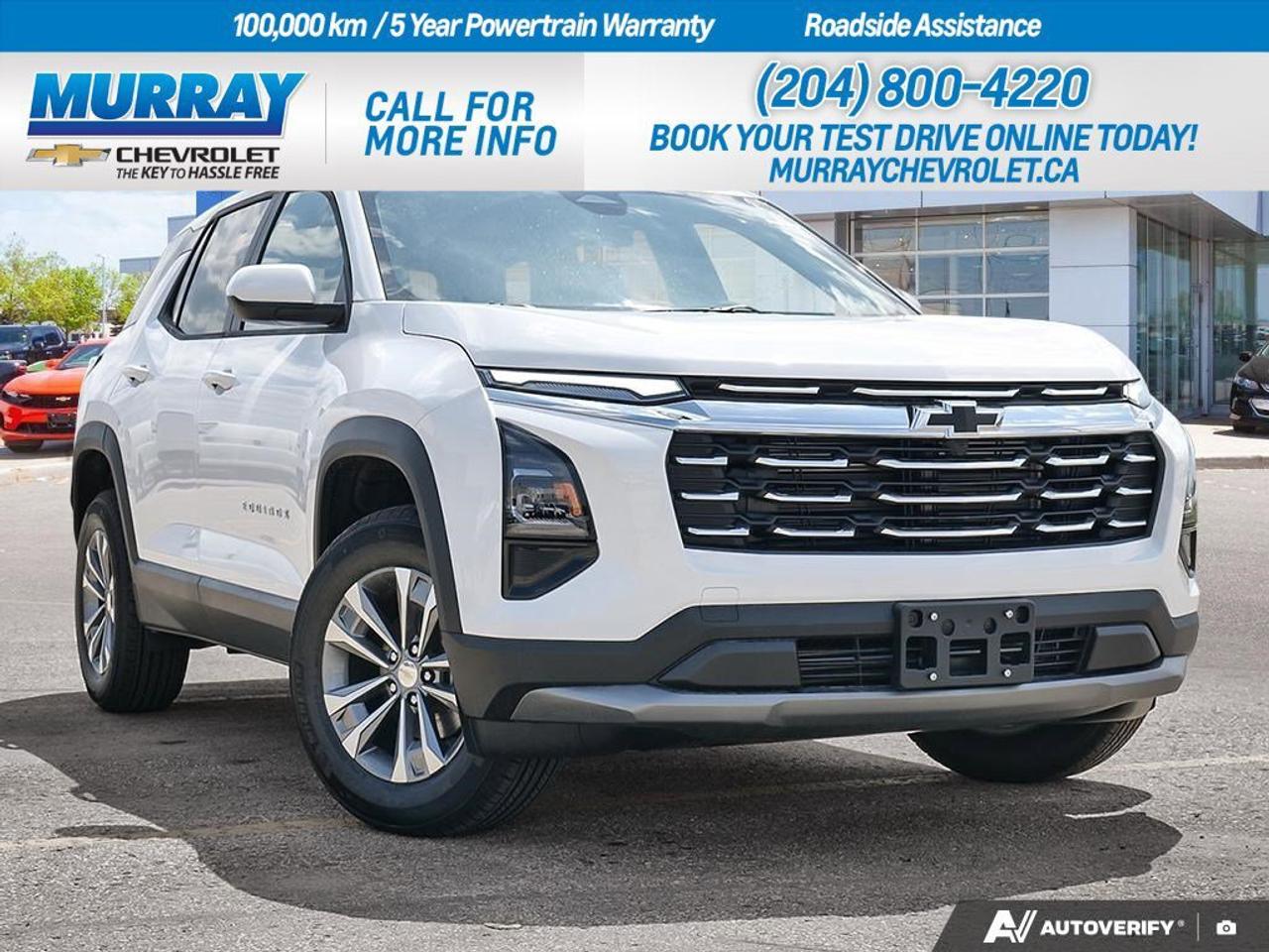 * Remote Engine Start * * Heated Steering Wheel * * Lane Departure Warning *  The 2026 Chevrolet Equinox AWD LT is a premier choice for those seeking a sport utility vehicle in Winnipeg. This stunning Summit White Equinox not only offers a stylish exterior but is also equipped with a powerful Turbocharged Gas I4 1.5L engine, paired with a smooth 8-speed automatic transmission, ensuring an exhilarating drive every time.  Inside, enjoy the comfort of black cloth seat trim and the convenience of a heated steering wheel, perfect for those chilly Winnipeg mornings. Stay connected with smart device integration and a WiFi hotspot, making every journey both enjoyable and productive.  Safety is paramount in the Equinox, featuring advanced systems like front collision warning and lane departure warning to keep you and your loved ones secure on the road. Plus, with the all-wheel-drive capability, youll have the confidence to tackle any road conditions with ease.  Dealer Permit #1740