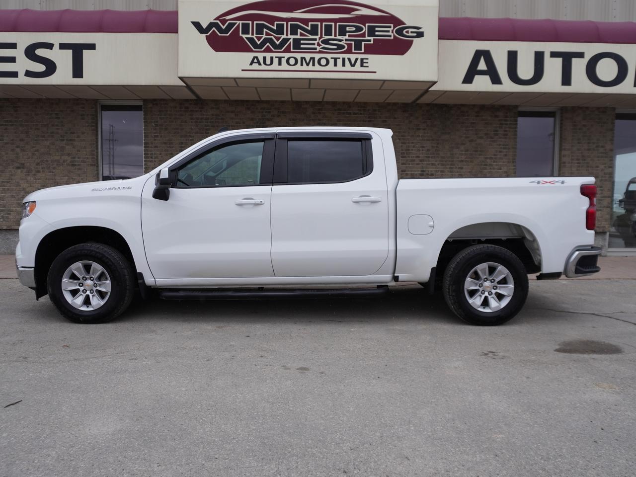 *** Dealer arranged financing on site! Quick, Simple,  no calls or waiting on bank appointments required!! Drive away today ***   NO ADMINISTRATION FEES!!

SHARP NEW GEN 2025 Silverado 1500 LT with 4WD!!!! --- upgraded with a 5.3L ECOTEC3 V8 engine for strong towing capacity  -- 10 way power chair --  Heated driver and passenger seats -- Heated steering wheel -- HD Rear back up camera -- NAVIGATION -- MASSIVE 13.4-inch touchscreen -- Apple CarPlay and Android Auto smartphone integration  --  Dual Zone Climate Controls -- ARIES Full length running boards -- EZ lift, power lock, and release tailgate -- Corner step rear bumper -- Trailering Package and much more!!

 The exterior is finished in a sharp Summit White. Well maintained interior, non-smoker! Charcoal Black seats with wood grain interior center console and dash panels. 

An extremely well-kept truck that still feels fresh behind the wheel. Excellent history. A solid choice for anyone looking for a newer Silverado without paying new-truck pricing, offering reliability, capability, and value in one package.

Features
- 4WD Drivetrain
- 10-speed automatic transmission 
- Touchscreen Infotainment System
- Apple CarPlay & Android Auto
- Backup Camera
- Keyless Entry
- Push Button Start
- Air Conditioning
- Command start
- Power Windows & Locks
- Heated driver and passenger seats
- 10-way power driver seat
- Heated Steering Wheel
- Steering Wheel Audio & Cruise Controls
- Alloy Wheels
- LED Daytime Running Lights
- Tow Package
- Trailer Hitch Receiver
- Trailering Package
- Forward Collision Alert
- Lane Keep Assist
- Stability Control
- Corner step rear bumper
- Front Recovery Hooks
- GVWR 7,100 LBS
- Rear cab deflector
- Departure lane assist
- Bluetooth hands free 

Comes with a Manitoba Safety Certification, and we have many Extended Powertrain warranties available on your vehicle purchase up to 10-year coverage (on eligible vehicles see dealer for details). Financing on site with Zero down financing OAC. Trades accepted. View at Winnipeg West Automotive Group, 5195 Portage Ave. (only a couple of minutes past the new Costco) Dealer permit # 6007, Call now 1(888) 601-3023. This Car is located in Winnipeg Manitoba,  however we can have it shipped anywhere in North America relatively inexpensively.