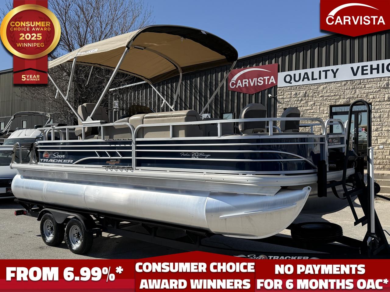 Used 2023 Sun Tracker Fishin' Barge 20 DLX 90HP INC TRAILER - 16 HOURS for sale in Winnipeg, MB
