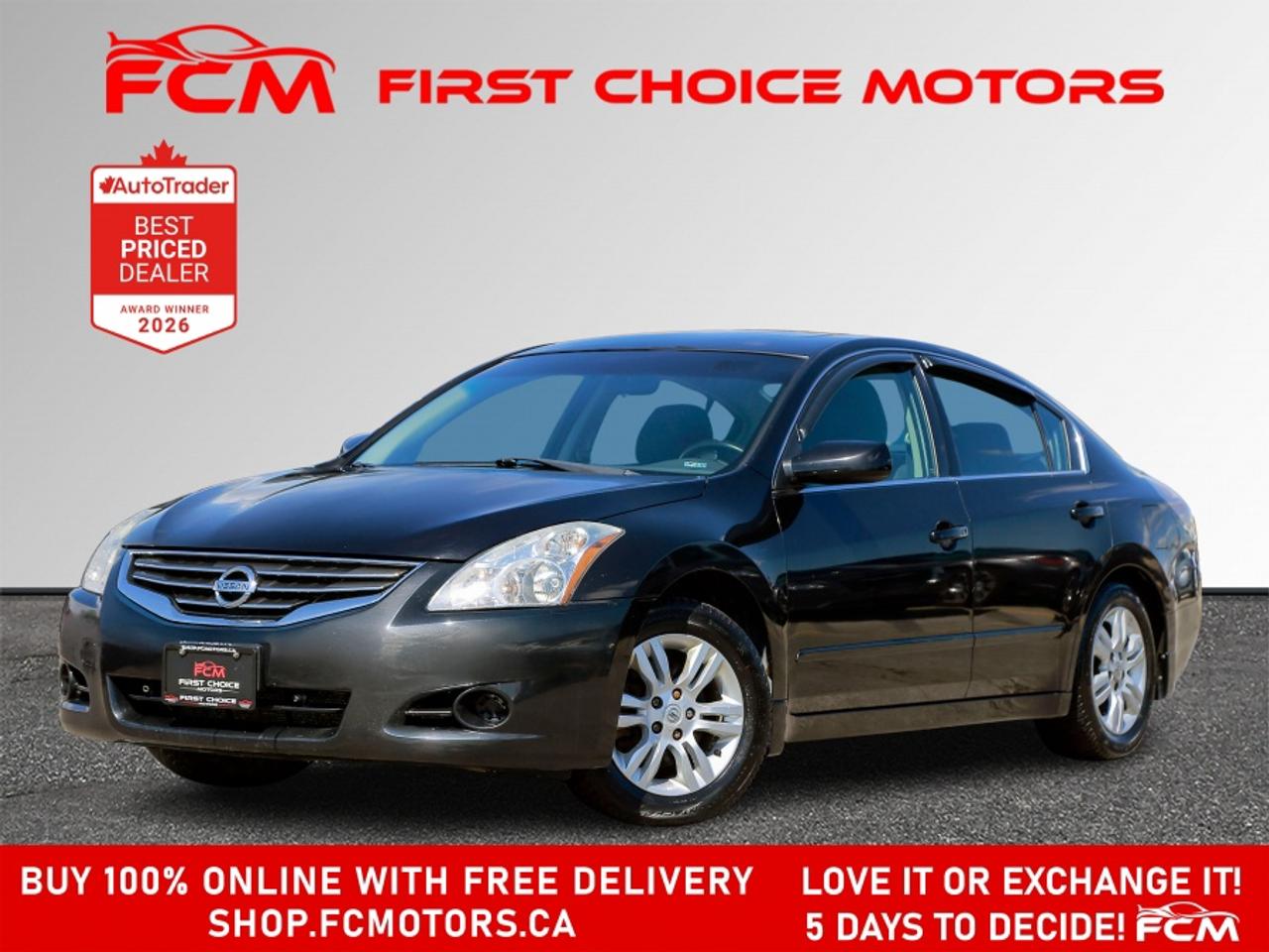 ** ** SPECIAL LIMITED TIME OFFER ** ** PURCHASE ANY VEHICLE THIS WEEK AND RECEIVE 4 BRAND-NEW ALL-SEASON TIRES AT NO ADDITIONAL COST!!! DON   T MISS THIS EXCLUSIVE CHANCE TO UPGRADE YOUR RIDE AND STAY PREPARED FOR ANY WEATHER!!! <br><br>EXCITING NEWS FROM FIRST CHOICE MOTORS! Our brand-new online showroom is now open to the public, bringing the ultimate car shopping experience right to your fingertips! Enjoy a 100% online car shopping experience, with over 500 certified vehicles in stock, comprehensive protection plans, and thousands of new auto parts & accessories available! Plus, for a limited time, were offering FREE deliveries across Ontario on all vehicle purchases! Dont miss out   visit Shop.fcmotors.ca to find and upgrade your perfect vehicle today!<br><br>Welcome to First Choice Motors, the largest car dealership in Toronto of pre-owned cars, SUVs, and vans priced between $5000-$15,000. With an impressive inventory of over 300 vehicles in stock, we are dedicated to providing our customers with a vast selection of affordable and reliable options. <br><br>Were thrilled to offer a used 2012 Nissan Altima S, black color with 257,000km (STK#9847) This vehicle was $5490 NOW ON SALE FOR $4490. It is equipped with the following features:<br>- Automatic Transmission<br>- Sunroof<br>- Heated seats<br>- Alloy wheels<br>- Power windows<br>- Power locks<br>- Power mirrors<br>- Air Conditioning<br><br>At First Choice Motors, we believe in providing quality vehicles that our customers can depend on. All our vehicles come with a 36-day guarantee on all safety related items. We also offer additional warranty options up to 5 years for our customers who want extra peace of mind.<br><br>Furthermore, all our vehicles are sold fully certified with brand new brakes rotors and pads, a fresh oil change, and brand new set of all-season tires installed & balanced. You can be confident that this car is in excellent condition and ready to hit the road.<br><br>At First Choice Motors, we believe that everyone deserves a chance to own a reliable and affordable vehicle. Thats why we offer financing options with low interest rates starting at 7.9% O.A.C. Were proud to approve all customers, including those with bad credit, no credit, students, and even 9 socials. Our finance team is dedicated to finding the best financing option for you and making the car buying process as smooth and stress-free as possible.<br><br>Our dealership is open 7 days a week to provide you with the best customer service possible. We carry the largest selection of used vehicles for sale under $9990 in all of Ontario. We stock over 300 cars, mostly Hyundai, Chevrolet, Mazda, Honda, Volkswagen, Toyota, Ford, Dodge, Kia, Mitsubishi, Acura, Lexus, and more. With our ongoing sale, you can find your dream car at a price you can afford. Come visit us today and experience why we are the best choice for your next used car purchase!<br><br>All prices include $22.00 OMVIC Fee.  Excludes, license plates, ownership registration and ONTARIO HST (13%)<br>*No Credit Card payments can be accepted for Vehicle Purchases*