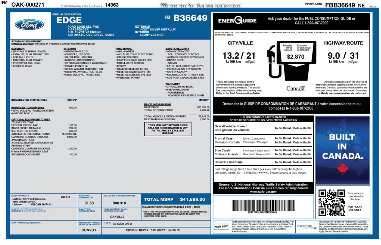 2015 Ford Edge SEL 4dr Front-wheel Drive Photo2