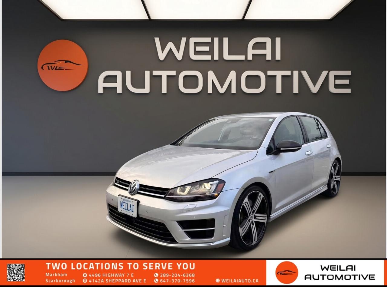 292 HP 2.0L TSI Engine | 4MOTION All-Wheel Drive | 19-Inch Cadiz Alloy Wheels | Titan Black Vienna Leather | Fender Premium Audio System | Low credit? No credit? Established Credit? We accept ALL!!! - Contact Us Today!Test Drive the 2016 Volkswagen Golf R Today! The 2016 Volkswagen Golf R is the ultimate hot hatch, seamlessly blending exhilarating track-ready performance with everyday practicality. Designed for the Canadian driving enthusiast, it features a potent turbocharged engine paired with Volkswagens legendary 4MOTION all-wheel-drive system to provide exceptional grip and handling in all weather conditions. With a refined, premium interior and aggressive yet understated styling, this rare find delivers a thrilling and luxurious driving experience that perfectly balances daily commuting with weekend thrills. <br/> PerformanceEngine: 2.0L TSI turbocharged 4-cylinder <br/> Horsepower: 292 hp <br/> Torque: 280 lb-ft <br/> Transmission: 6-speed manual <br/> Drivetrain: 4MOTION AWD <br/> Exterior19-inch Cadiz alloy wheels with performance tires <br/> Bi-Xenon headlights with Adaptive Front-light System <br/> LED signature daytime running lights <br/> Quad-tip dual steel exhaust pipes <br/> R-design body-colour bumpers and side skirts <br/> InteriorTitan Black Vienna leather top sport seats with R accents <br/> Leather-wrapped multi-function sport steering wheel <br/> Dual-zone electronic automatic climate control <br/> 60/40 split-folding rear seats with center armrest <br/> Black headliner and ambient interior lighting <br/> TechnologyApp-Connect featuring Apple CarPlay and Android Auto <br/> Discover Pro 8-inch touchscreen infotainment system <br/> Fender Premium Audio System with 9 speakers <br/> Bluetooth mobile phone connectivity with audio streaming <br/> Proximity keyless entry with push-button start <br/> SafetyAdaptive Cruise Control <br/> Blind Spot Monitor with Rear Traffic Alert <br/> Front Assist with Autonomous Emergency Braking <br/> Lane Assist lane departure warning system <br/> Front and rear Park Distance Control <br/> Approximate Fuel EfficiencyCity: 10.9 L/100 km <br/> Highway: 7.7 L/100 km! <br/> This 2016 Volkswagen Golf R is an incredibly sought-after model and hot inventory like this never lasts long on our lot! Enthusiasts are actively looking for high-performance hatchbacks, and this exceptional vehicle is ready to find its next home. Do not miss your chance to own one of the most thrilling cars on the market. Visit Weilai Automotive Inc. in Markham today to experience the rush for yourself. Call us or stop by immediately to schedule your exclusive test drive before it is gone! <br/> <br/> <br/> FINANCINGAt Weilai Automotive Inc., were all about giving everyone a fair shot at owning a quality vehicle, no matter their credit history. Whether youre grappling with credit challenges or have a stellar credit record, we have financing options that cater to you. Your specific financing terms will depend on various factors, including your credit rating. For a personalized finance consultation, a signed consent form is needed. Reach out to schedule your appointment today. <br/> WEILAI CERTIFIED PRE-OWNED PROGRAM:*Full Detailing Package <br/> Comprehensive Certification Package <br/> Safety Certification <br/> Financing Available <br/> Extended Warranty Available <br/> Available for only $899 <br/> *Weilai Certified Pre-Owned Program includes: Full interior detailing, full exterior detailing, meticulous vehicle reconditioning. A comprehensive 60-point safety inspection with additional standards. For example, tire and brake treads must be a minimum of 3.5 mm which is 233% of the Ontario standard of 1.5 mm. Access to a large network of lenders to give you the best approval guaranteed. Option to extend the warranty for up to an additional 6 years for an additional fee. <br/> CARFAX REPORTWe believe in full transparency. All vehicles come with a FREE Carfax report. Please visit our listing on weilaiauto.ca or autotrader.ca to obtain your free Carfax report. <br/> CONTACT NOWWe welcome customers from all over the GTA, including Markham, Scarborough, Barrie, Stouffville, Toronto, Richmond Hill, East Gwillimbury, Aurora, North York, East York, Whitby, Brampton, and the surrounding area. Ready to take the next step? Book an appointment, get more info, or get in touch by calling 289-204-6368 or emailing us at salesmanagers@weilaiauto.ca. <br/> <br/> <br/> FEE DISCLOSURE: Price does not include safety certification, HST, or licensing fees. Safety certification available, see the Weilai Certified Pre-Owned Program for details. <br/> FINANCE SPECIAL PRICE ONLY: Pricing is based on financing. The listed price includes a $1,000 finance rebate. Choosing an alternative payment method may disqualify this rebate. <br/> VEHICLE CONDITION: The vehicle has been inspected and reconditioned to a premium pre-owned condition and is ready to be test-driven. However, to comply with OMVICs disclosure requirements, please note that this unit is not currently drivable and not certified until it undergoes safety certification. <br/> DISCLAIMERS: Please note that these details are based on the typical specifications for a given year, make, and model, and actual features may vary for the specific VIN provided. The descriptions above and the contents on this vehicle detail page are generated using AI and VIN decoders, which may contain inaccuracies. They are intended for reference only and may not be entirely reliable. Always check the vehicles actual specifications and refer to the owners manual for the most precise and up-to-date information. While Weilai Automotive Inc. strives to provide accurate information, we will not be responsible for any mistakes made on this page. <br/>
