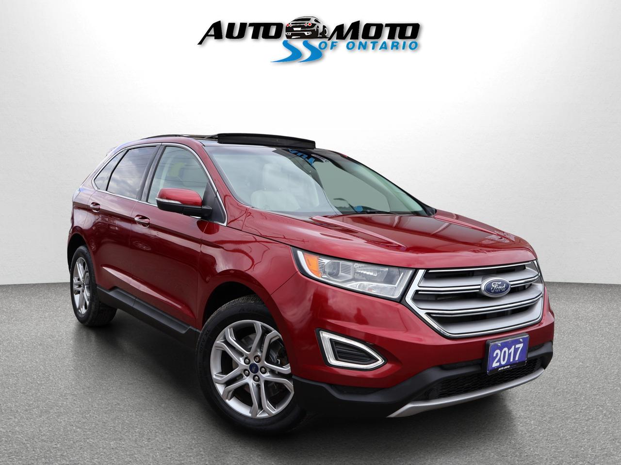 <p>*SAFETY INCLUDED*ACCIDENT FREE*LOCAL ONTARIO CAR*LOW KMS*<span> Very Clean Ford EDGE </span><span>TITANIUM</span><span> AWD 3.5L 6Cyl with Automatic Transmission. Red On White Leather Interior. Fully Loaded with: Power Door Locks, Power Windows, and Power Mirrors, CD/AUX/USB, AC, Bluetooth, Alloys, Keyless Entry, Fog Lights, Leather Interior, Back Up Camera, Navigation System, Heated Front Seats, Steering Mounted Controls, Cruise Control, Roof Rack, Dual Climate Control, Power Driving Seat, AND ALL THE POWER OPTIONS. </span></p><p><span>-------------------------------------------------</span><br><span>Financing options are available from 6.29% with $0 Down payment O.A.C.</span><br><span>-------------------------------------------------</span><br><span>SAFETY CERTIFICATION INCLUDED*** Vehicle comes with: Safety Certification, and Car Fax Report ALL INCLUDED!! At no extra cost to you!! Dont miss this opportunity to own a high-quality, pre-owned vehicle. </span><br><span>-------------------------------------------------</span><br><span>Additionally, our vehicles qualify for up to 4 years of extended warranty. Please speak to your sales representative for more information.</span><br><span>-------------------------------------------------</span><br><span>We are open Monday to Saturday from 10am - 6pm, Sundays Closed.</span><br><span>-------------------------------------------------</span><br><span>We also welcome trade-ins, with on-site buyers available to estimate your vehicle on the same day.</span><br><span>-------------------------------------------------</span><br><span>Visit us at 3219 Harvester Road, Burlington, L7N 3N8 or call us at Nine O Five-281-2255 for more information.</span><br><span>------------------------------------------------</span><br><span>Check our inventory at www automotoinc ca</span></p>