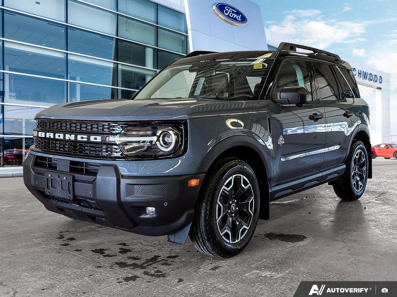 The 2026 Ford Bronco Sport Outer Banks brings genuine off-road capability together with a refined, tech-forward interior  making it a compelling choice for drivers who want a capable 4WD SUV without sacrificing daily comfort. With only 11 km on the odometer, this Azure Grey Metallic Tri-Coat example is essentially brand new and loaded with the 300A package including the Tech PKG.

- 1.5L 3-cylinder engine paired with an Automatic transmission and full-time 4WD for confident traction in all conditions
- Adaptive Cruise Control with Stop-and-Go for relaxed highway commuting
- Heated leatherette steering wheel and Voice Activated Dual Zone Front Automatic Air Conditioning for year-round comfort
- BLIS Blind Spot Information System, Lane Centering, and Evasion Assist for a comprehensive suite of driver assistance technology
- Rear Cross-Traffic Braking and Rear Parking Sensors for added confidence when reversing
- Driver Monitoring Alert and Collision Mitigation-Front add an extra layer of proactive safety
- Fuel-efficient for its class at 7.8 L/100 km highway and 9.3 L/100 km city
- Deep tinted glass, LED projector beam headlamps with Auto High-Beam, and all-season 225/60R18 tires round out a well-equipped exterior

Ready to make it yours? Visit Birchwood Ford in person or head to birchwoodford.ca to reserve this Bronco Sport, start your purchase online, or book a test drive. Our team is here to answer any questions and walk you through every available option  on your schedule.
Birchwood Ford is your choice for New Ford vehicles in Winnipeg. 

At Birchwood Ford, we hold ourselves to the highest standard. Our number one focus is customer satisfaction which has awarded us the Ford of Canadas Presidents Award for 5 consecutive years. This honour is presented to Ford dealers that have proven outstanding results in Sales and Customer Service Excellence.

Are you a newcomer to Canada, recent graduate, first time car buyer or physically challenged? Ask us about our exclusive rebates and how they may apply to you.
 
Interested in seeing/hearing more? Book a test drive or give us a call at (204) 661-9555 and we can help you with whatever you need!

Dealer permit #4454
Dealer permit #4454