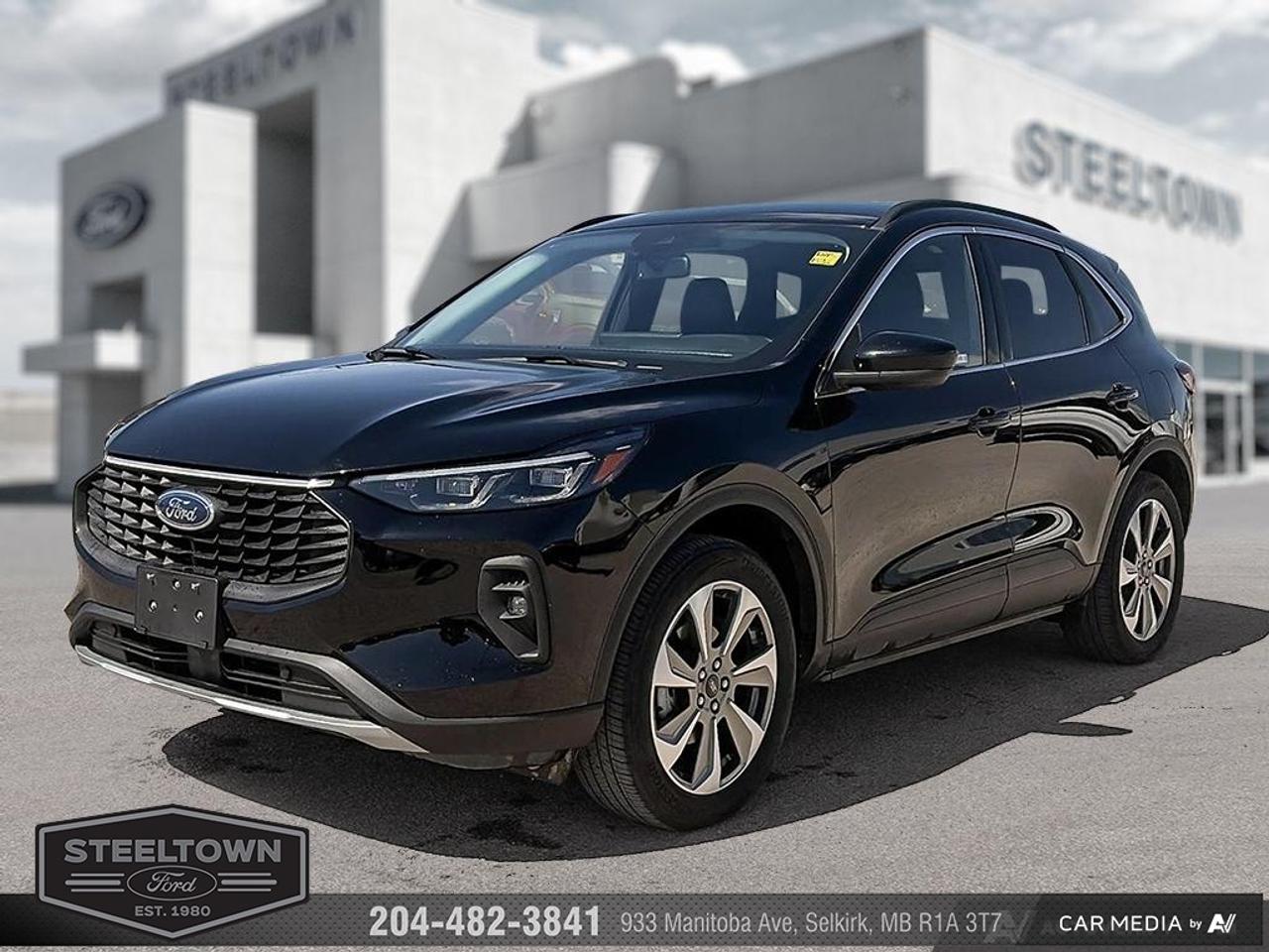 <b>Navigation,  Adaptive Cruise Control,  360 Camera,  Hybrid,  Remote Start!</b><br> <br> We value your TIME, we wont waste it or your gas is on us!   We offer extended test drives and if you cant make it out to us we will come straight to you!<br><br><br> <br>This 2025 Ford Escape is engineered to be powerful, comfortable, and of course, stylish. This 2025 Ford Escape is for sale today in Selkirk.<br> <br>This Ford Escape was built for an active lifestyle and offers plenty of options for you to hit the road in your own individual style. Whether you need a family SUV for soccer practice, a capable adventure vehicle, or both, the versatile Ford Escape has you covered. Built for those who live on the go, the 2025 Ford Escape is made to be unstoppable.<br> <br>This SUV has 34,556 km. Its Black in colour. It has an Automatic transmission and is powered by a 250HP 2.0L 4 Cylinder Engine. <br> <br> Our Escapes trim level is Platinum. This Escape Platinum is a significant step up, with upgrades such as inbuilt navigation, adaptive cruise control, a surround camera system and evasive steering assist. The amazing standard features continue with heated ActiveX synthetic leather seats, a heated leatherette steering wheel, simulated wood interior trim, remote engine start, and an expansive 13.2-inch infotainment screen with wireless Apple CarPlay and Android Auto, SiriusXM satellite radio, and FordPass Connect 4G mobile hotspot internet access. Safety features include blind spot detection, lane keeping assist with lane departure warning, evasive steering assist, forward and rear collision mitigation, and front and rear parking sensors. Additional features include a power liftgate for rear cargo access, aluminum wheels, roof rack rails, LED headlights with automatic high beams, a keypad for extra security, and so much more. This vehicle has been upgraded with the following features: Navigation, Adaptive Cruise Control, 360 Camera, Hybrid, Remote Start, Heated Seats, Apple CarPlay.<br> To view the original window sticker for this vehicle view this <a href=http://www.windowsticker.forddirect.com/windowsticker.pdf?vin=1FMCU9JAXSUA73848 target=_blank>http://www.windowsticker.forddirect.com/windowsticker.pdf?vin=1FMCU9JAXSUA73848</a>. <br/><br> <br>To apply right now for financing use this link: <a href=http://www.steeltownford.com/?https://CreditOnline.dealertrack.ca/Web/Default.aspx?Token=bf62ebad-31a4-49e3-93be-9b163c26b54c&La target=_blank>http://www.steeltownford.com/?https://CreditOnline.dealertrack.ca/Web/Default.aspx?Token=bf62ebad-31a4-49e3-93be-9b163c26b54c&La</a><br> <br/><br>Family owned and operated in Selkirk for 35 Years.  <br>Steeltown Ford is located just 20 minutes North of the Perimeter Hwy, with an onsite banking center that offers free consultations. <br>Ask about our special dealer rates available through all major banks and credit unions.<br><br><br>Steeltown Ford Protect Plus includes:<br>- Life Time Tire Warranty <br>Cars cost less in Selkirk <br><br>Dealer Permit # 1039<br><br><br> Come by and check out our fleet of 100+ used cars and trucks and 170+ new cars and trucks for sale in Selkirk.  o~o