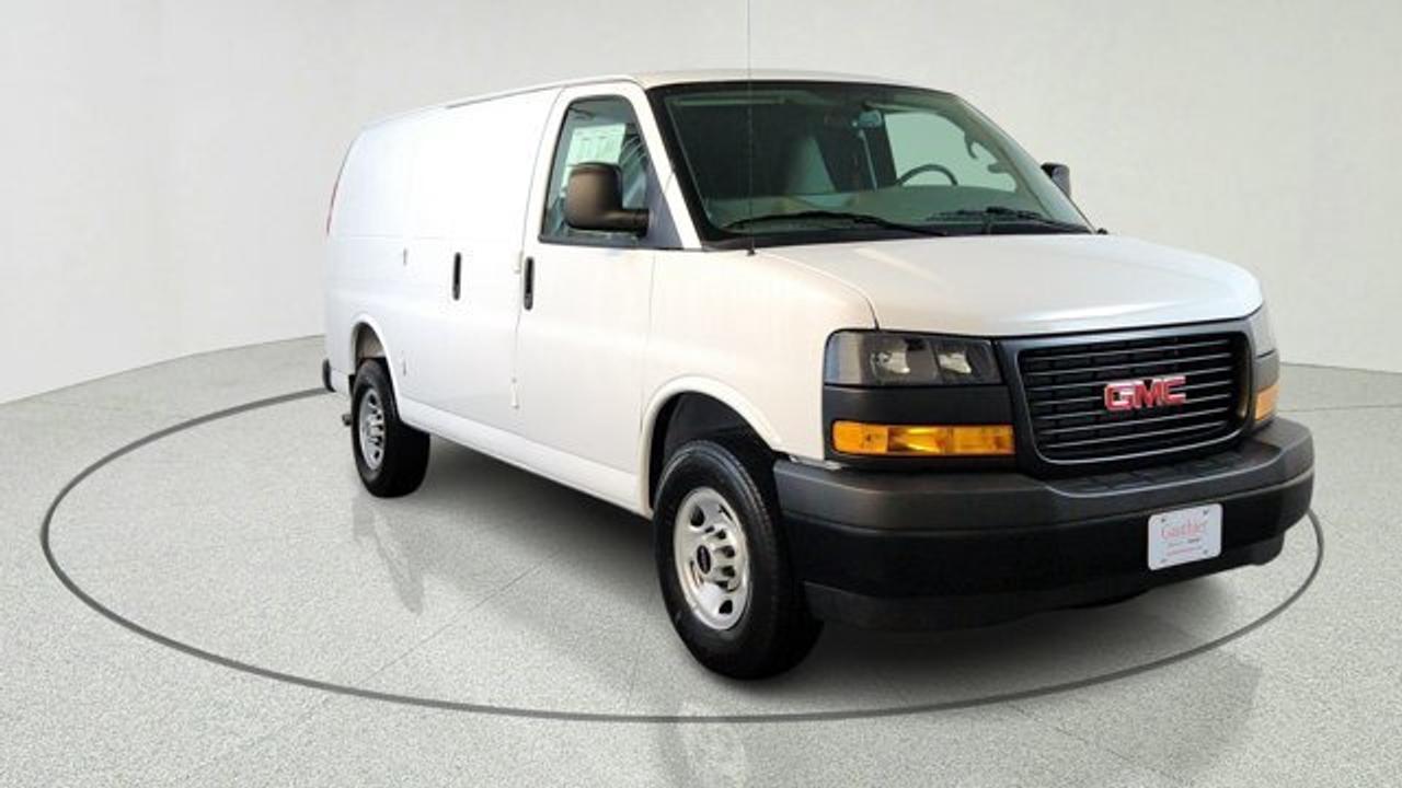 The 2026 GMC Savana Cargo Van is a highly functional full-size work van designed for durability and utility, offering up to 283.6 cubic feet of cargo space, flexible rear and side door configurations, and practical features like a rubberized floor with multiple tie-down points for securing loads. It comes standard with a 4.3L V6 engine along with strong capability including up to 10,000 lbs of towing and features like Tow/Haul mode and a locking rear differential. A Bluetooth connection is also provided to allow for safe communications while on the road. Safety and technology focus on essential support, with features such as a rear vision camera, available forward collision alert, lane departure warning and OnStar connectivity to help keep drivers aware and connected on the job.