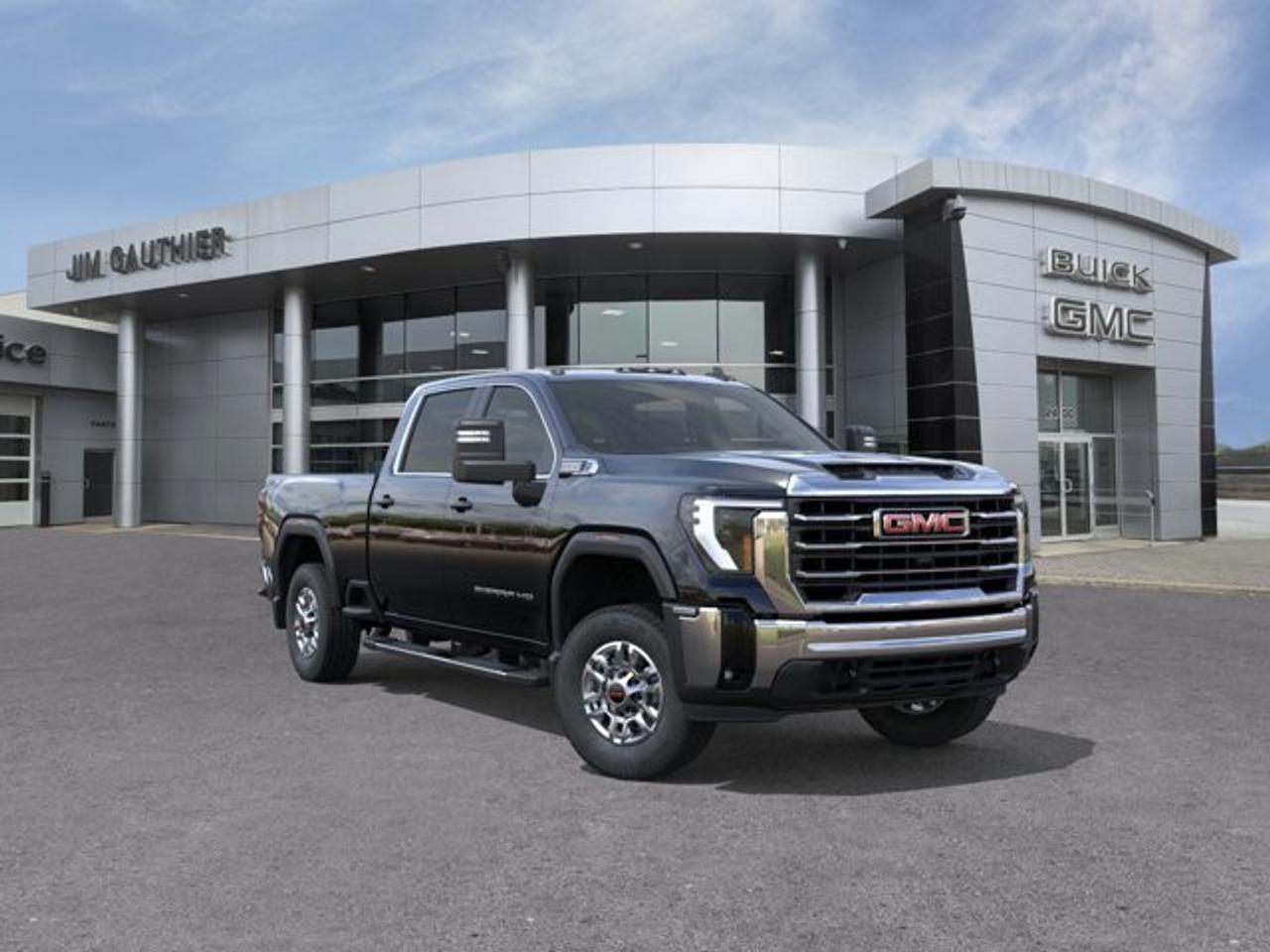The 2026 GMC Sierra 2500HD SLE is a well-equipped heavy-duty pickup that balances work-ready capability with upgraded comfort and technology, featuring a bold exterior design, multiple cab and bed configurations, and a more refined interior than the base trim. It comes standard with a large 13.4-inch infotainment touchscreen, a 12.3-inch digital driver display, keyless entry with push-button start, and features like a Bose audio system, advanced trailering tech, teh MultiPro tailgate and teh X31 offroad package. Powered by a standard 6.6-liter V8 gas engine it delivers strong towing performance along with essential safety features such as automatic emergency braking and lane-departure warning