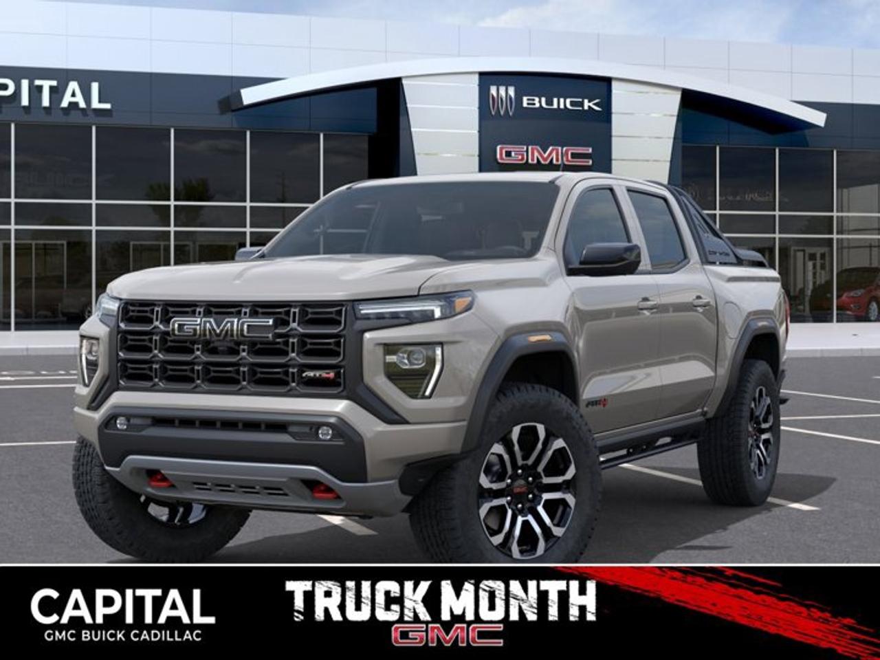 This 2026 GMC Canyon in Coastal Dune is equipped with 4WD and Turbocharged Gas I4 2.7L/ engine.The GMC Canyon might be midsize, but its fully premium. Designed for easy access, an available easy lift and lower tailgate allows for smooth operation, while an integrated corner-step rear bumper provides efficient access to the truck bed and your cargo. Its the little things that set the Canyon apart, like its LED-signature front lighting, chrome grille surrounds and chrome mirror caps and door handles. The Canyon is takes premium comfort to a new level with features such as available soft-touch instrument panel and available heated driver and front passenger seats. The interior is also engineered to give you and your passengers an exceptional level of quiet, from noise-reducing innovations to triple door seals. This truck offers an engine lineup that delivers power and efficiency. This baby has 308 horsepower and can tow up to 3493 KG (7700 LB.). Intelligent control features, including traction control, trailer sway and hill descent control, available automatic rear locking differential, brake rotors and integrated trailer brake controller and diesel exhaust brake, to help you stay confidently in command no matter what you may be hauling or trailering. The Canyon provides intelligently placed controls and driver-centric features to keep you in touch, in charge and connected on the road, from available built-in Wi-Fi, an infotainment system with navigation and a rear-vision camera, to power outlets, rear seat reminders and access to the myGMC app. Youll also find state-of-the-art safety to help enhance your awareness of the road and surrounding vehicles, such as available forward collision alert, and more.Check out this vehicles pictures, features, options and specs, and let us know if you have any questions. Helping find the perfect vehicle FOR YOU is our only priority.P.S...Sometimes texting is easier. Text (or call) 306-801-9090 for fast answers at your fingertips!Dealer License #914248Disclaimer: All prices are plus taxes & fees. See dealer for Details. Dealer Permit # 914248 See dealer for Details.