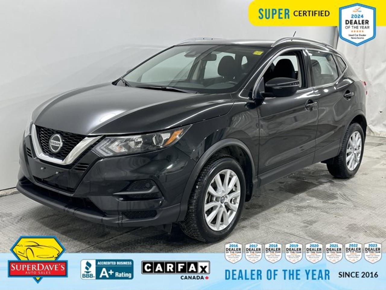 Step into a confident, well-equipped ride with this 2023 Nissan Qashqai SV   Super Certified and ready to go. With 67,290 km on the clock, this AWD crossover delivers the sure-footed traction you want for changing weather and weekend plans, while the efficient 4-cylinder 2.0 L and smooth 1-speed CVT make daily driving easy and predictable. Inside youll find a comfortable cabin loaded with creature comforts: heated front seats, a heated steering wheel, keyless start with remote engine start, and a sun/moonroof to let in light and fresh air.<br><p>THE SUPER DAVES ADVANTAGE</p> <p>BUY REMOTE - No need to visit the dealership. Through email, text, or a phone call, you can complete the purchase of your next vehicle all without leaving your house!</p> <p>DELIVERED TO YOUR DOOR - Your new car, delivered straight to your door! When buying your car with Super Daves, well arrange a fast and secure delivery. Just pick a time that works for you and well bring you your new wheels!</p> <p>PEACE OF MIND WARRANTY - Every vehicle we sell comes backed with a warranty so you can drive with confidence.</p> <p>EXTENDED COVERAGE - Get added protection on your new car and drive confidently with our selection of competitively priced extended warranties.</p> <p>WE ACCEPT TRADES - We&rsquo;ll accept your trade for top dollar! We&rsquo;ll assess your trade in with a few quick questions and offer a guaranteed value for your ride. We&rsquo;ll even come pick up your trade when we deliver your new car.</p> <p>SUPER CERTIFIED INSPECTION - Every vehicle undergoes an extensive 120 point inspection, that ensure you get a safe, high quality used vehicle every time.</p> <p>FREE CARFAX VEHICLE HISTORY REPORT - If youre buying used, its important to know your cars history. Thats why we provide a free vehicle history report that lists any accidents, prior defects, and other important information that may be useful to you in your decision.</p> <p>METICULOUSLY DETAILED &ndash; Buying used doesn&rsquo;t mean buying grubby. We want your car to shine and sparkle when it arrives to you. Our professional team of detailers will have your new-to-you ride looking new car fresh.</p> <p>(Please note that we make all attempt to verify equipment, trim levels, options, accessories, kilometers and price listed in our ads however we make no guarantees regarding the accuracy of these ads online. Features are populated by VIN decoder from manufacturers original specifications. Some equipment such as wheels and wheels sizes, along with other equipment or features may have changed or may not be present. We do not guarantee a vehicle manual, manuals can be typically found online in the rare event the vehicle does not have one. Please verify all listed information with our dealership in person before purchase. The sale price does not include any ongoing subscription based services such as Satellite Radio. Any software or hardware updates needed to run any of these systems would also be the responsibility of the client. All listed payments are OAC which means On Approved Credit and are estimated without taxes and fees as these may vary from deal to deal, taxes and fees are extra. As these payments are based off our lenders best offering they may be subject to change without notice. Please ensure this vehicle is ready to be viewed at the dealership by making an appointment with our sales staff. We cannot guarantee this vehicle will be on premises and ready for viewing unless and appointment has been made.)</p>