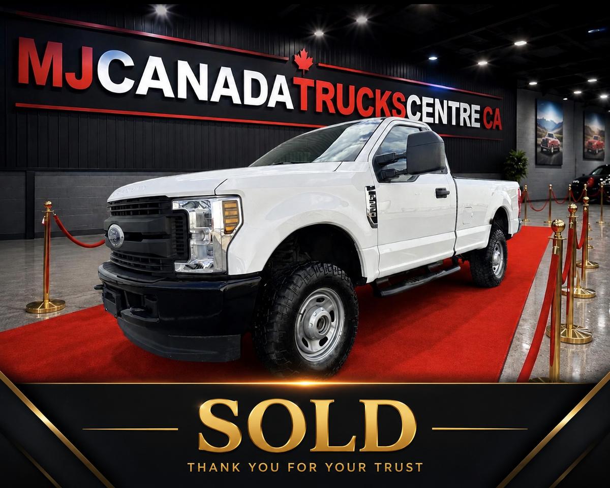 <p>SOLD - NO LONGER AVAILABLE FOR PURCHASE&nbsp;</p><p>2019 Ford F-250 Super Duty Regular Cab Long Box 4x4 powered by the proven 6.2L V8 gas engine, showing only 64385 kms, finished in clean Oxford White with a verified clean Carfax history report (no accidents). This is a hard-to-find configuration combining regular cab + 8 ft box + 4x4 &mdash; highly desirable for contractors, fleet buyers, and export markets.</p><p>This truck features a clean, well-kept interior with upgraded durable vinyl seating, designed for heavy-duty use and easy maintenance on any job site. Built to work and ready to go, this Super Duty delivers strong performance, reliability, and practicality.</p><p>Well equipped with options including 4x4 capability, heavy-duty suspension, backup camera, air conditioning, trailer hitch, long box for maximum hauling capacity, and more. Truck is showing and driving excellent, tight and solid all around &mdash; turn key and work ready.</p><p>A rare opportunity to own a low kilometre, clean history, regular cab long box Super Duty &mdash; units like this do not come up often in this condition.</p><p>&nbsp;<strong data-start=876 data-end=888>PRICING:</strong> Sale price <strong data-start=900 data-end=950>plus $299 Ontario Safety Standards Certificate</strong>,Plus <strong data-start=952 data-end=969>$22 OMVIC fee</strong>, Plus <strong data-start=971 data-end=978>HST</strong>, and Plus <strong data-start=984 data-end=1021>$59 licensing (incl. new plates).</strong></p><p data-start=1023 data-end=1281>At <strong data-start=1026 data-end=1056>M & J Canada Trucks Centre</strong>, we&rsquo;re proud to be your <strong data-start=1081 data-end=1117>Certified Pre-Owned Truck Centre</strong> with new arrivals daily, specializing in quality trucks and full-size SUVs. <strong data-start=1194 data-end=1241>Extended warranties available up to 3 years</strong> (extra charge &mdash; ask sales for details).</p><p data-start=1283 data-end=1399><strong data-start=1283 data-end=1309>SHOWING BY APPOINTMENTS-PLEASE CALL 416-829-7525</strong> to confirm availability and book an appointment, or visit <strong data-start=1368 data-end=1399><a class=decorated-link cursor-pointer target=_new rel=noopener data-start=1370 data-end=1397>www.MJCanadaTrucksCentre.ca</a></strong></p><p>&nbsp;1820 Shawson Drive, Unit 6-7-8, Mississauga.</p><p>&nbsp;<strong data-start=1410 data-end=1468>A Tradition of Quality & Trust for More Than 30 Years.</strong></p><ul><li>&nbsp;</li><li><p>&nbsp;</p></li></ul>