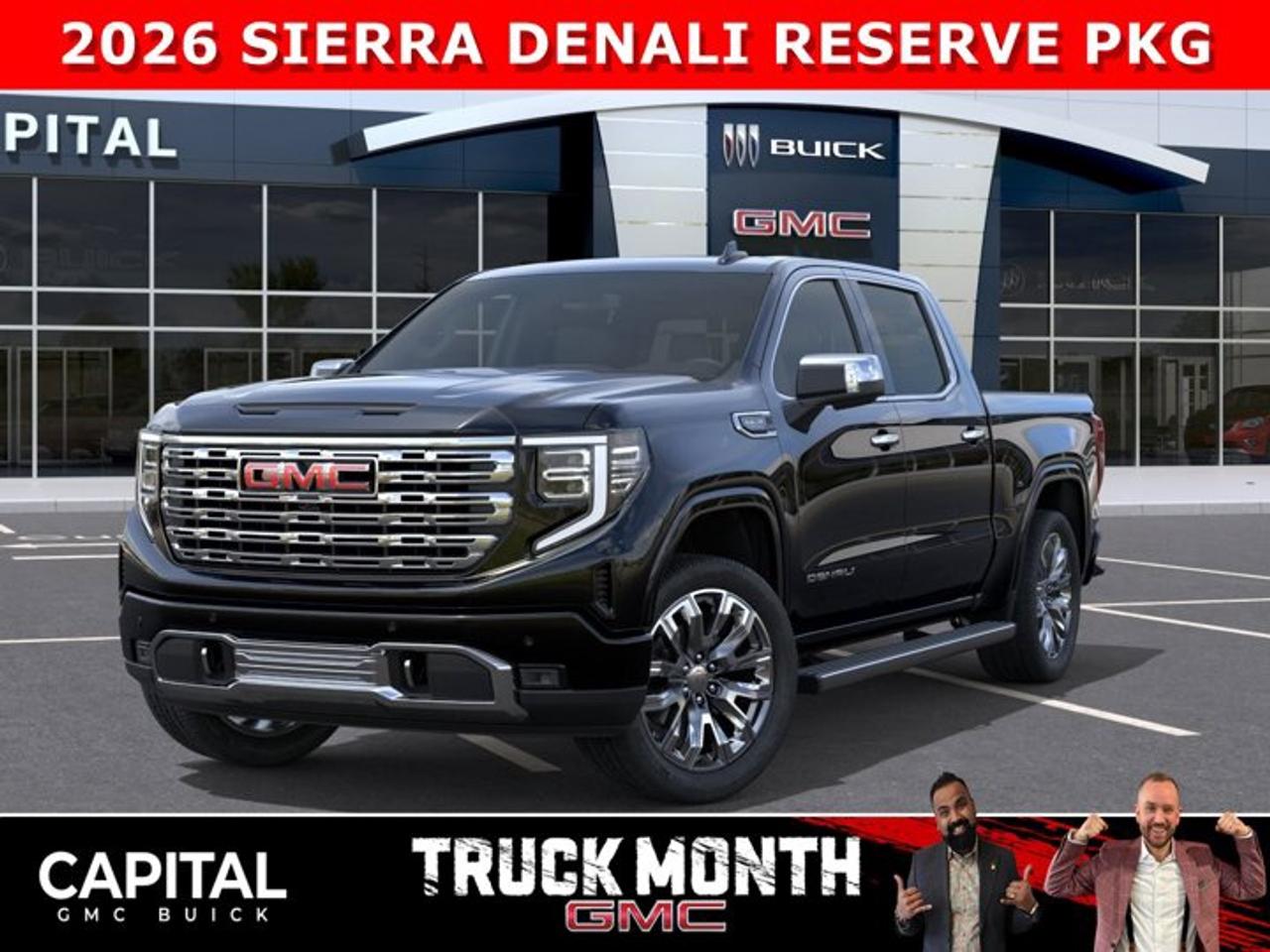 Check out this 2026 Sierra 1500 Crew Cab Denali with the RESERVE PACKAGE. Equipped with a ton of options like Heated and Cooled Seats, POWER SUNROOF, Heated Steering, Body Color Arch Moldings, 360 CAM, Rear Streaming Camera Mirror, Heads-up Display, 22 Inch Wheels, Heated Rear Seats, Massive Touchscreen, Power Assist Steps, and so much more... CALL NOWAsk for the Internet Department for more information or book your test drive today! Text 825-445-0521 for fast answers at your fingertips!AMVIC Licensed Dealer - Licence Number B1044900Disclaimer: All prices are plus taxes and include all cash credits and loyalties. See dealer for details. AMVIC Licensed Dealer # B1044900