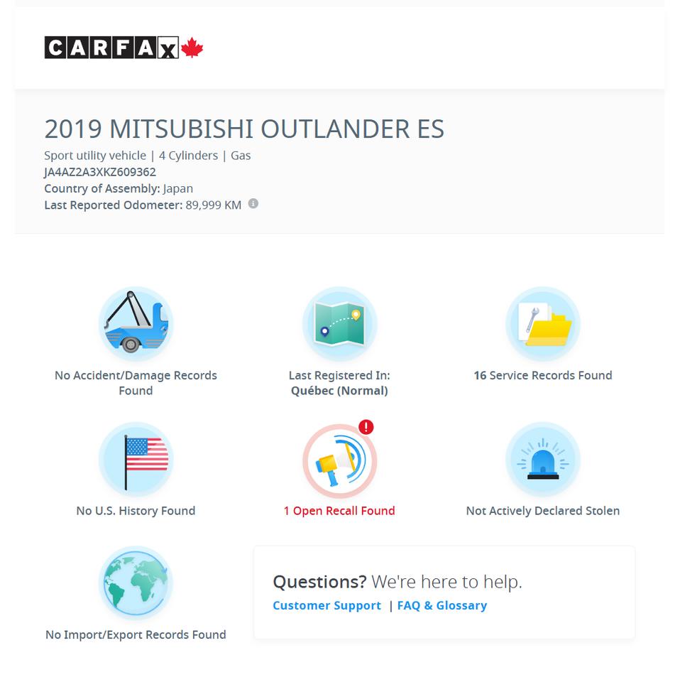 2019 Mitsubishi Outlander ES AWC 4WD+CLEAN CARFAX+ApplePlay Photo3