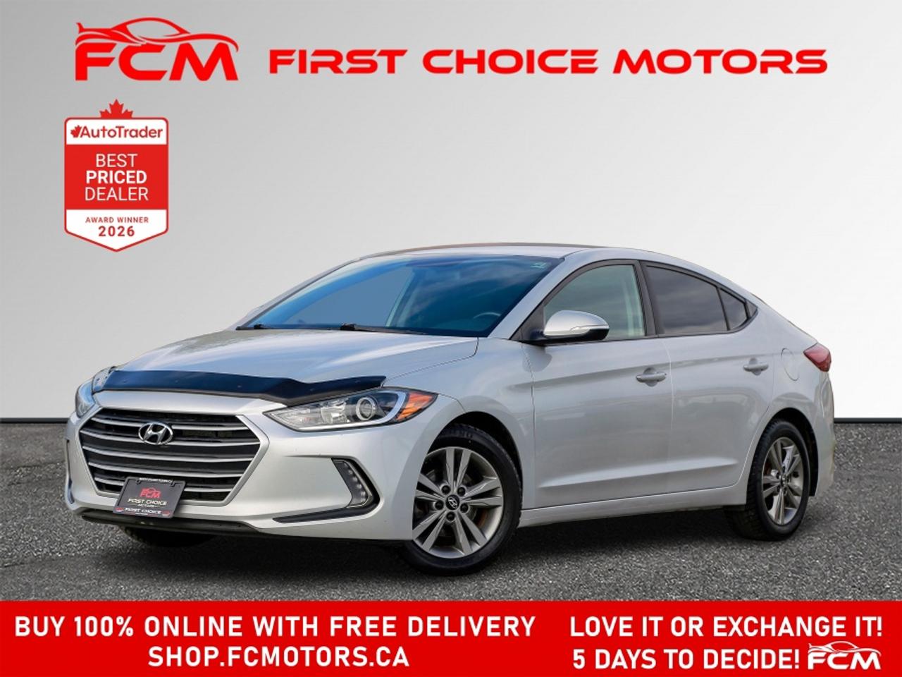 ** ** SPECIAL LIMITED TIME OFFER ** ** PURCHASE ANY VEHICLE THIS WEEK AND RECEIVE 4 BRAND-NEW ALL-SEASON TIRES AT NO ADDITIONAL COST!!! DON   T MISS THIS EXCLUSIVE CHANCE TO UPGRADE YOUR RIDE AND STAY PREPARED FOR ANY WEATHER!!! <br><br>EXCITING NEWS FROM FIRST CHOICE MOTORS! Our brand-new online showroom is now open to the public, bringing the ultimate car shopping experience right to your fingertips! Enjoy a 100% online car shopping experience, with over 500 certified vehicles in stock, comprehensive protection plans, and thousands of new auto parts & accessories available! Plus, for a limited time, were offering FREE deliveries across Ontario on all vehicle purchases! Dont miss out   visit Shop.fcmotors.ca to find and upgrade your perfect vehicle today!<br><br>Welcome to First Choice Motors, the largest car dealership in Toronto of pre-owned cars, SUVs, and vans priced between $5000-$15,000. With an impressive inventory of over 300 vehicles in stock, we are dedicated to providing our customers with a vast selection of affordable and reliable options. <br><br>Were thrilled to offer a used 2018 Hyundai Elantra GL, silver color with 173,000km (STK#9752) This vehicle was $8990 NOW ON SALE FOR $7490. It is equipped with the following features:<br>- Manual Transmission<br>- Heated seats<br>- Bluetooth<br>- Apple CarPlay<br>- Reverse camera<br>- Alloy wheels<br>- Power windows<br>- Power locks<br>- Power mirrors<br>- Air Conditioning<br><br>At First Choice Motors, we believe in providing quality vehicles that our customers can depend on. All our vehicles come with a 36-day guarantee on all safety related items. We also offer additional warranty options up to 5 years for our customers who want extra peace of mind.<br><br>Furthermore, all our vehicles are sold fully certified with brand new brakes rotors and pads, a fresh oil change, and brand new set of all-season tires installed & balanced. You can be confident that this car is in excellent condition and ready to hit the road.<br><br>At First Choice Motors, we believe that everyone deserves a chance to own a reliable and affordable vehicle. Thats why we offer financing options with low interest rates starting at 7.9% O.A.C. Were proud to approve all customers, including those with bad credit, no credit, students, and even 9 socials. Our finance team is dedicated to finding the best financing option for you and making the car buying process as smooth and stress-free as possible.<br><br>Our dealership is open 7 days a week to provide you with the best customer service possible. We carry the largest selection of used vehicles for sale under $9990 in all of Ontario. We stock over 300 cars, mostly Hyundai, Chevrolet, Mazda, Honda, Volkswagen, Toyota, Ford, Dodge, Kia, Mitsubishi, Acura, Lexus, and more. With our ongoing sale, you can find your dream car at a price you can afford. Come visit us today and experience why we are the best choice for your next used car purchase!<br><br>All prices include $22.00 OMVIC Fee.  Excludes, license plates, ownership registration and ONTARIO HST (13%)<br>*No Credit Card payments can be accepted for Vehicle Purchases*