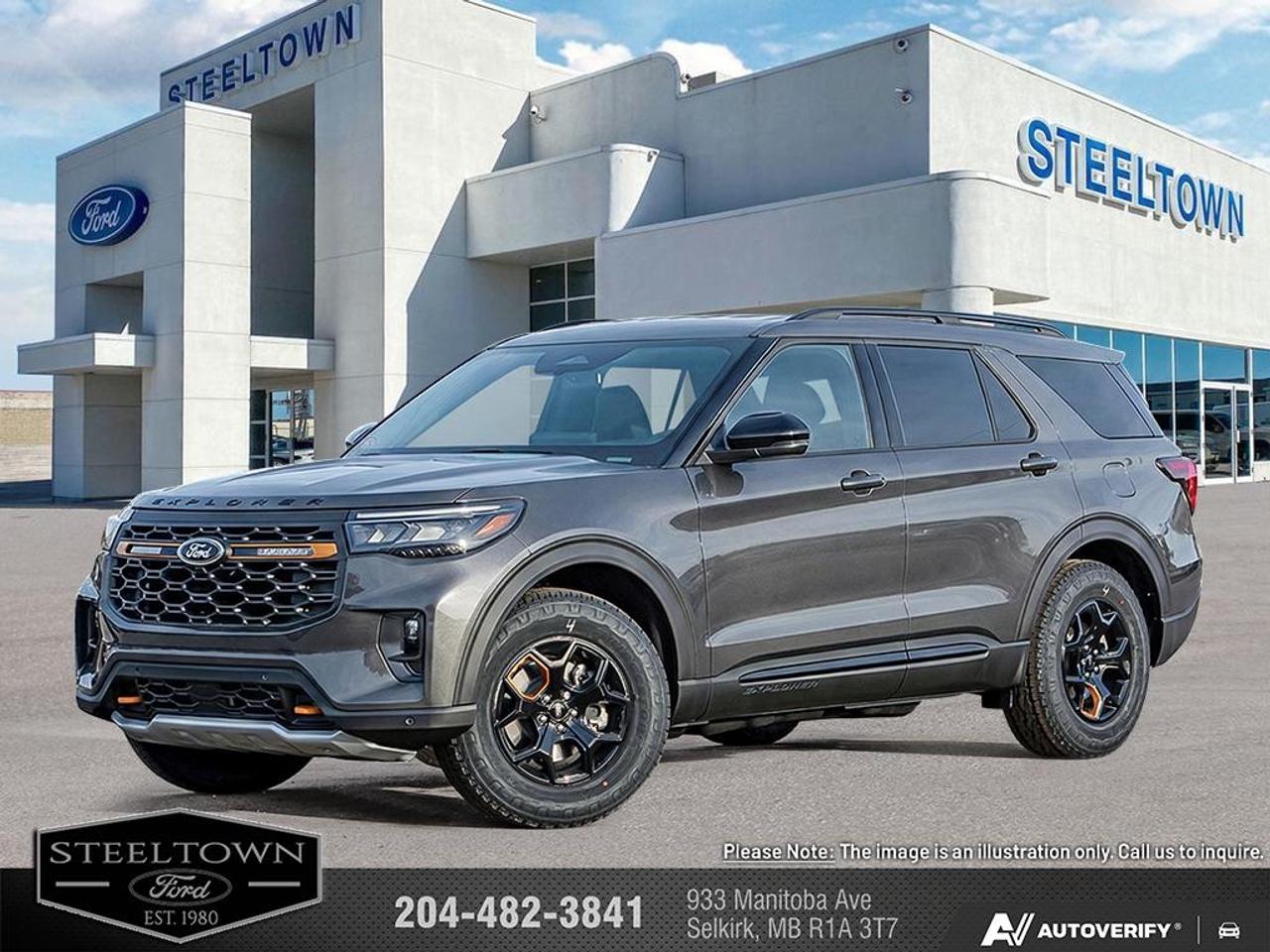 <b>Cooled Seats,  BlueCruise,  Navigation,  B&O Audio,  360 Camera!</b><br> <br> We value your TIME, we wont waste it or your gas is on us!   We offer extended test drives and if you cant make it out to us we will come straight to you!<br> <br>This 2026 Explorer was built to do more than just get groceries, with all-new technologies, this SUV was built for adventure.<br> <br>This Ford Explorer is the ultimate lifestyle vehicle with plenty of style and space for all of your passengers and cargo. It has the hauling capabilities of a midsize SUV combined with strong off-road capabilities. Whether your next family adventure is to the grocery store or over a high mountain pass, the Ford Explorer was built to get you there with ease.<br> <br>This Carbonized Grey Metallic SUV has an Automatic transmission and is powered by a 300HP 2.3L 4 Cylinder Engine. <br> <br> Our Explorers trim level is Tremor. This new Tremor trim is ready for your off-roading adventures, a limited slip differential, skid plates and other bespoke upgrades, and additional standard features such as BlueCruise 1.2, inbuilt navigation, Bang & Olufsen audio, an aerial view camera system and a heated steering wheel. Also standard include 20 aluminum wheels, FordPass Connect 5G mobile hotspot internet access, adaptive cruise control, smart device remote engine start, and a power liftgate for rear cargo access. On the inside, occupants are treated to ventilated and heated front seats, voice-activated dual-zone climate control, and a 13.2-inch infotainment screen with wireless Apple CarPlay and Android Auto. Safety features also include lane keep assist with lane departure warning, collision mitigation, automatic emergency braking, evasion assist, and rear parking sensors. This vehicle has been upgraded with the following features: Cooled Seats, BlueCruise, Navigation, B&O Audio, 360 Camera, Remote Start, Heated Steering Wheel.<br><br> View the original window sticker for this vehicle with this url <b><a href=http://www.windowsticker.forddirect.com/windowsticker.pdf?vin=1FMUK8JH1TGB61026 target=_blank>http://www.windowsticker.forddirect.com/windowsticker.pdf?vin=1FMUK8JH1TGB61026</a></b>.<br> <br>To apply right now for financing use this link: <a href=http://www.steeltownford.com/?https://CreditOnline.dealertrack.ca/Web/Default.aspx?Token=bf62ebad-31a4-49e3-93be-9b163c26b54c&La target=_blank>http://www.steeltownford.com/?https://CreditOnline.dealertrack.ca/Web/Default.aspx?Token=bf62ebad-31a4-49e3-93be-9b163c26b54c&La</a><br> <br/>Total rebate of $1000 is reflected in the price. Incentives expire 2026-06-30. See dealer for details. <br><br>Family owned and operated in Selkirk for 35 Years.  <br>Steeltown Ford is located just 20 minutes North of the Perimeter Hwy, with an onsite banking center that offers free consultations. <br>Ask about our special dealer rates available through all major banks and credit unions.<br>Dealer retains all rebates, plus taxes, govt fees and Steeltown Protect Plus.<br>Steeltown Ford Protect Plus includes:<br>- Life Time Tire Warranty <br>Dealer Permit # 1039<br><br><br> Come by and check out our fleet of 110+ used cars and trucks and 160+ new cars and trucks for sale in Selkirk.  o~o