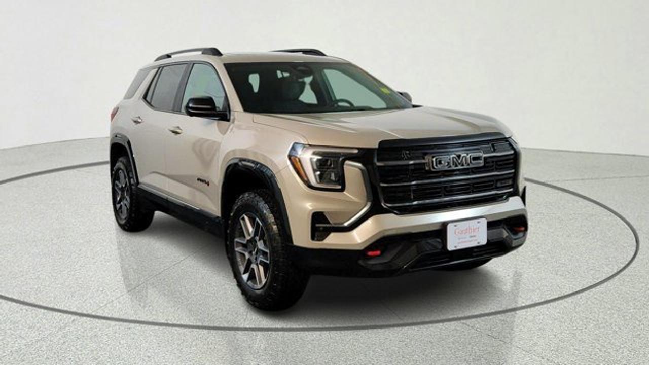 The 2026 GMC Terrain is engineered to handle diverse road conditions with confidence, thanks to its responsive All-Wheel Drive system and off-road tuned suspension. Under the hood, the efficient 1.5L turbocharged engine provides a perfect balance of power and fuel economy for both city commuting and highway driving. The exterior features bold 17-inch Dark Machined aluminum wheels and practical LED fog lamps, ensuring you look good while staying visible in all conditions.<br />Step inside the spacious cabin to experience a premium environment featuring comfortable Cloth/CoreTec seating. You will appreciate the convenience of the heated front seats and a heated steering wheel, which are essential for staying cozy during colder days. This model is exceptionally well-equipped with Convenience Package III and Technology Package II, adding features like a panoramic sunroof, a power-adjustable passenger seat, ventilated front seats, and a high-definition surround vision system for effortless parking and maneuvering.<br />Staying connected is seamless with the 15-inch premium infotainment display featuring Google Built-In. Whether you are navigating to a new destination or streaming your favorite playlist via wireless Apple CarPlay or Android Auto, the interface is intuitive and easy to use. Safety remains a top priority, with a suite of advanced driver-assistance features including adaptive cruise control, blind zone steering assist, and automatic emergency braking, all designed to give you peace of mind on every journey.