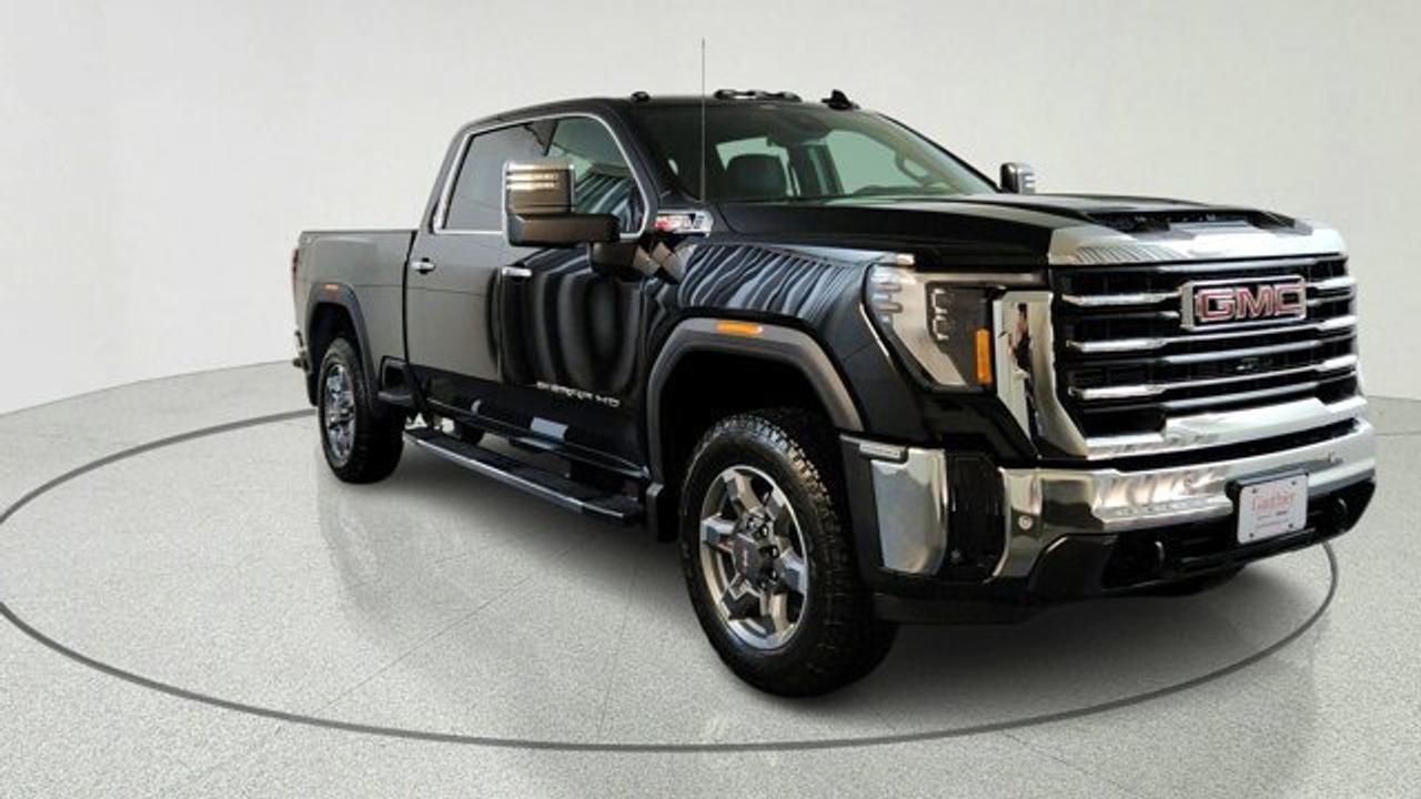At the heart of this Sierra 2500HD lies the legendary 6.6L Duramax Turbo-Diesel V8 engine. Paired with a smooth-shifting 10-speed automatic transmission and a robust 4-wheel drive system, this truck delivers impressive power and torque for your towing and hauling needs. The addition of the X31 Off-Road Package, featuring Rancho shocks and skid plates, ensures you have the confidence to traverse uneven terrain whenever the path demands it.<br />Inside the cabin, you will find a sophisticated Jet Black interior featuring perforated leather-appointed seating. Designed with the modern driver in mind, the cabin is packed with technology, including a massive 13.4-inch GMC Infotainment System with wireless Apple CarPlay and Android Auto. Comfort is elevated through heated front and rear seats, a heated steering wheel, and dual-zone automatic climate control, making every drive enjoyable regardless of the weather outside.<br />Safety and practicality are core strengths of this build. It comes equipped with the Pro Safety Plus package, offering advanced features like HD Surround Vision, front and rear park assist, and trailer side blind zone alert to provide extra peace of mind. For those who tow, the ProGrade Trailering System---complete with an in-vehicle trailering app and hitch view---makes connecting and monitoring your trailers simpler than ever.