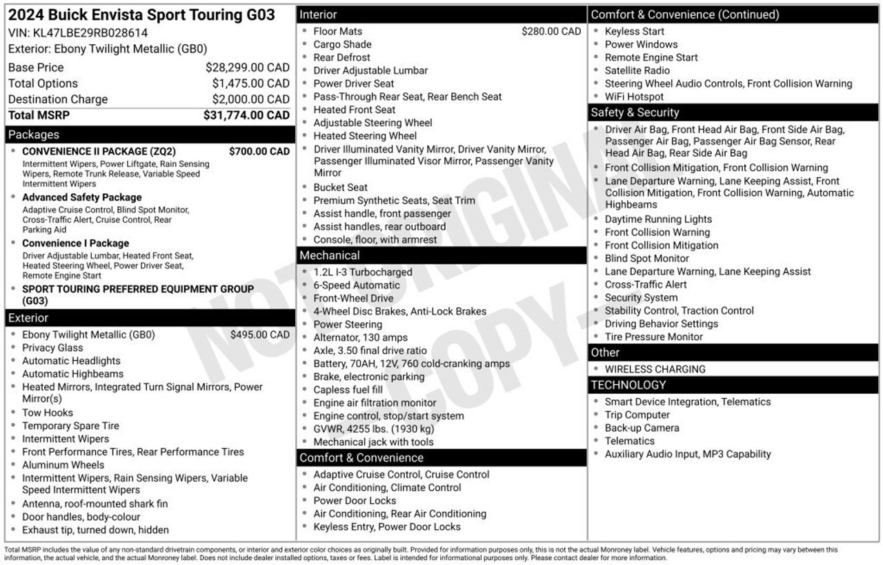 2024 Buick Envista Sport Touring   Clean Carfax   Leather   Heated Se Photo3