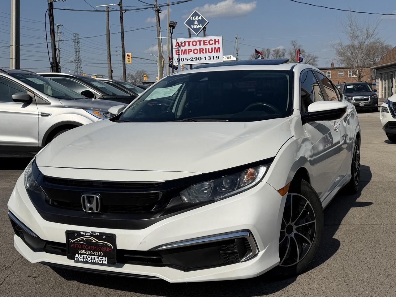 2020 Honda Civic EX Pearl white   Sunroof   Push Start   Honda Sens Photo0