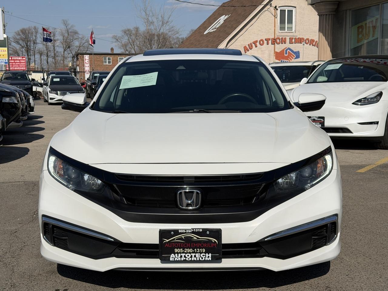 2020 Honda Civic EX Pearl white   Sunroof   Push Start   Honda Sens Photo