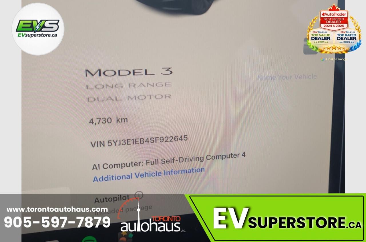 2025 Tesla Model 3 LR AWD 150+ EV's at EVSUPERSTORE.ca Photo